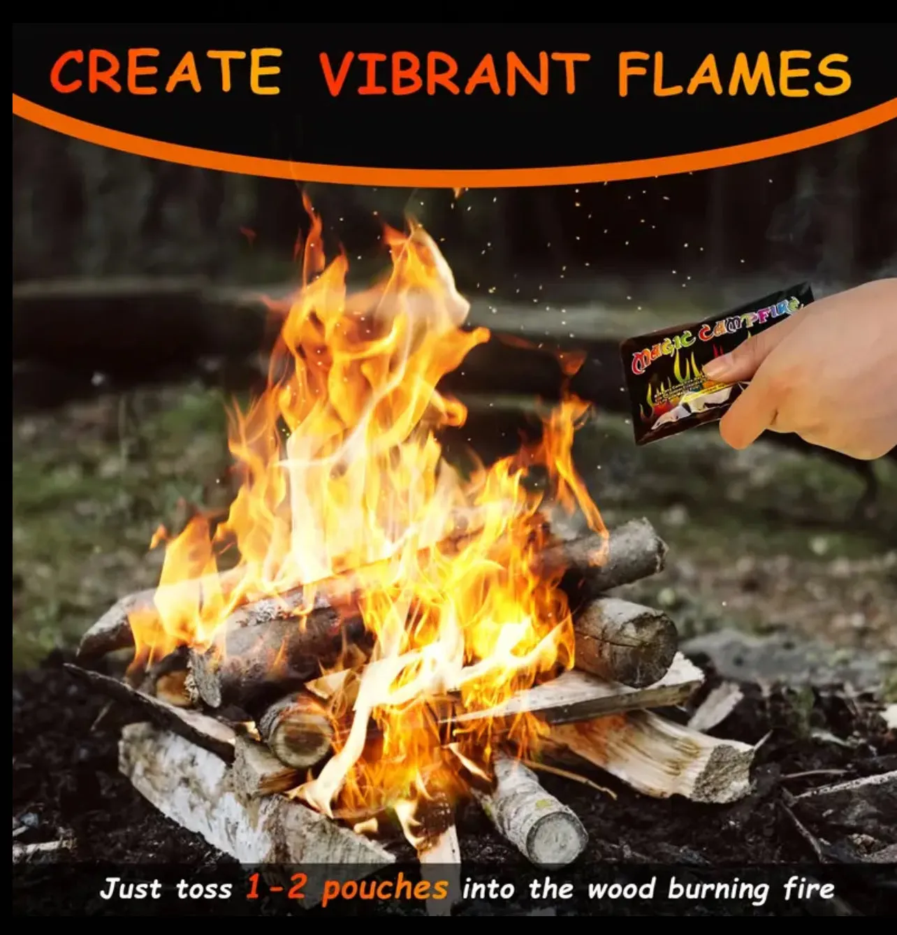 1 pack Magic Fire, Mystical Color Changing Fire Packets, Colorful Flames for Outdoor Campfires