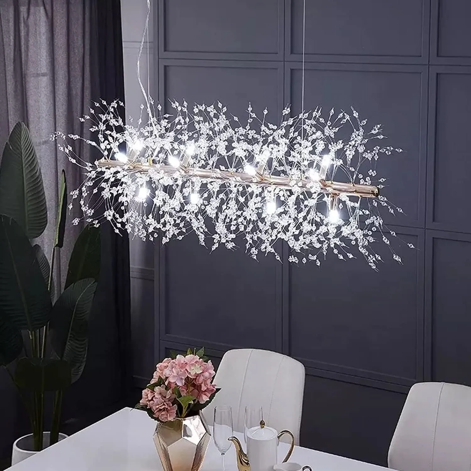 12-Light Crystal Firework Chandelier, Chrome