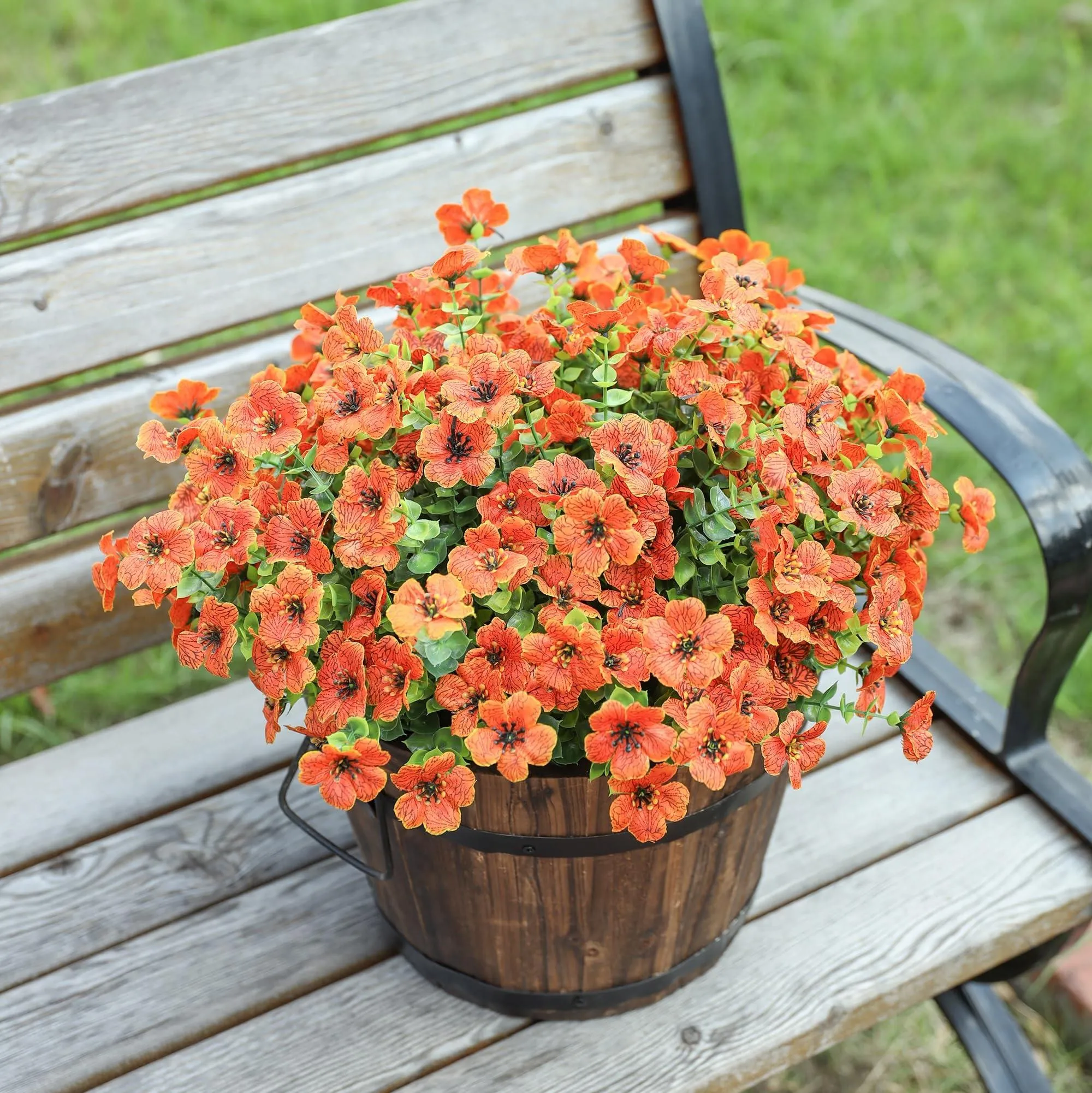 14 Silk Daisy with Eucalyptus 12 Bundles- Orange