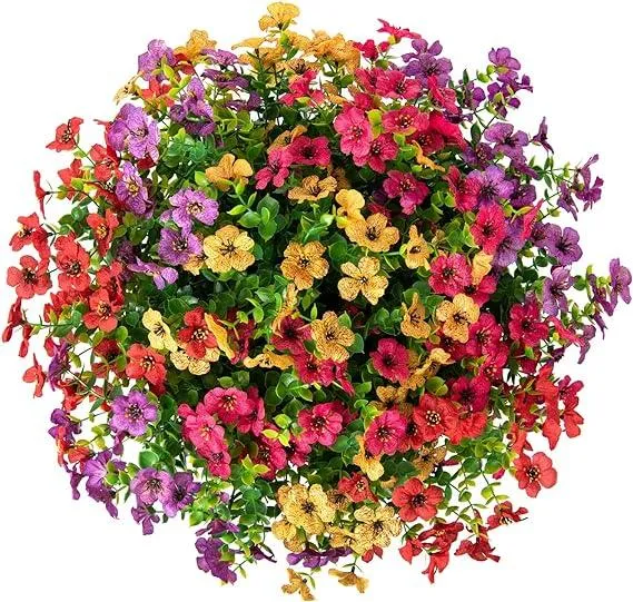 16 Artificial Daisy Mum with Hanging Basket- 4 Mix Color