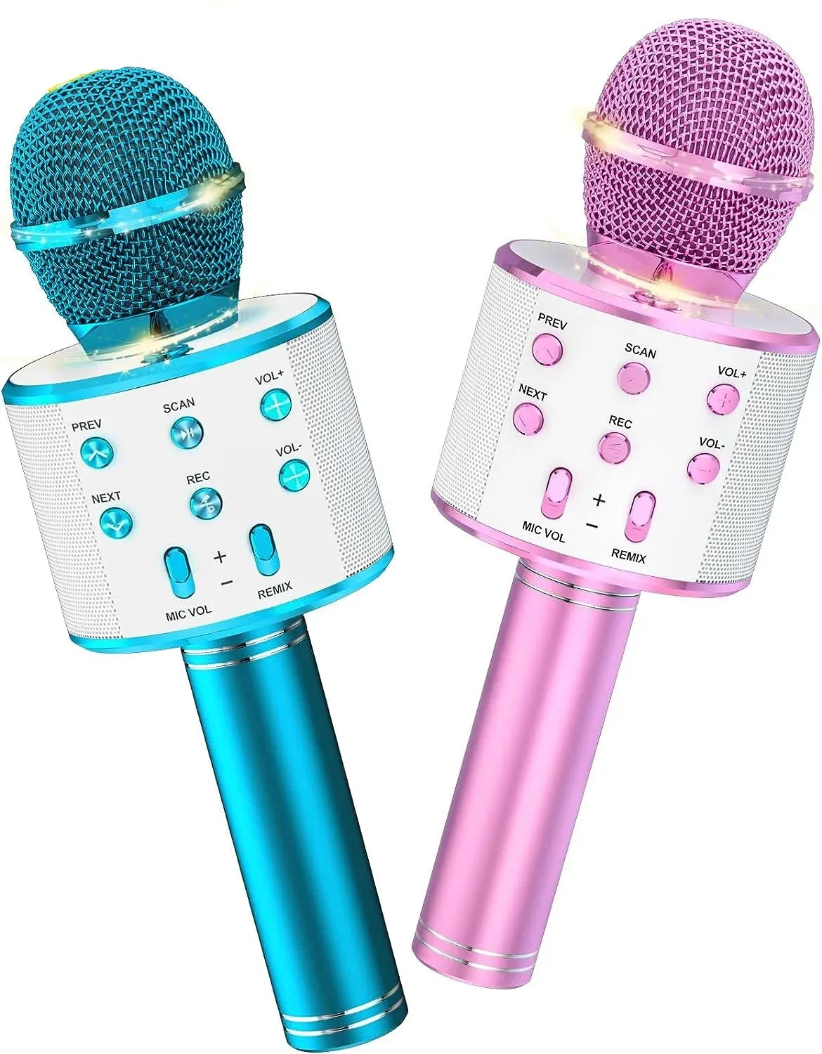 2 Pack Kids Karaoke Microphones, Portable, Wireless & Bluetooth