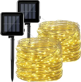 2 Pieces Solar String Lights 300 Leds 105 Ft Solar Fairy Lights 8 Modes Outdoor Waterproof