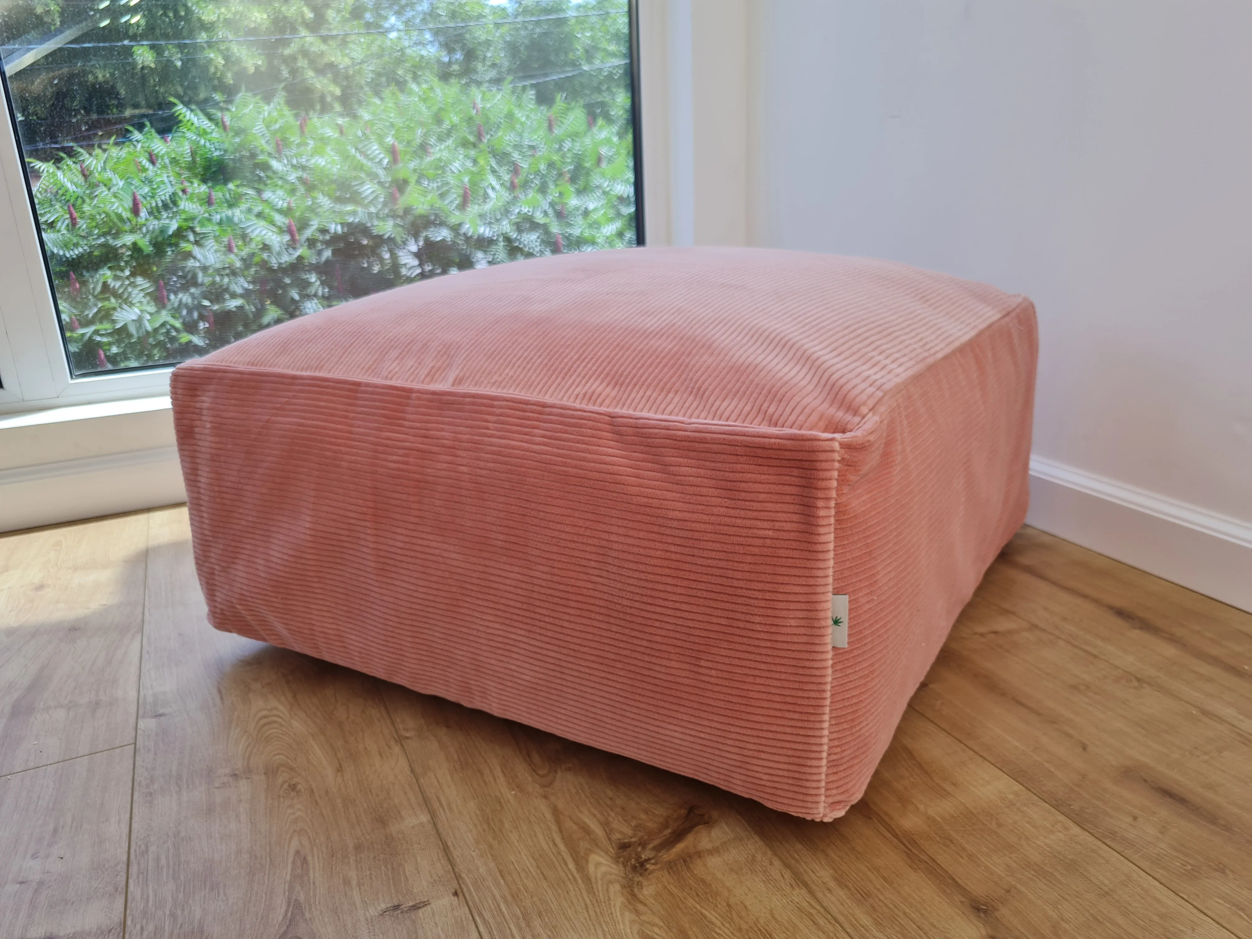 24x24 (60х60 cm) Unique HEMP Floor Cushion filled organic Hemp Fiber with removable Cover in pink marshmallow