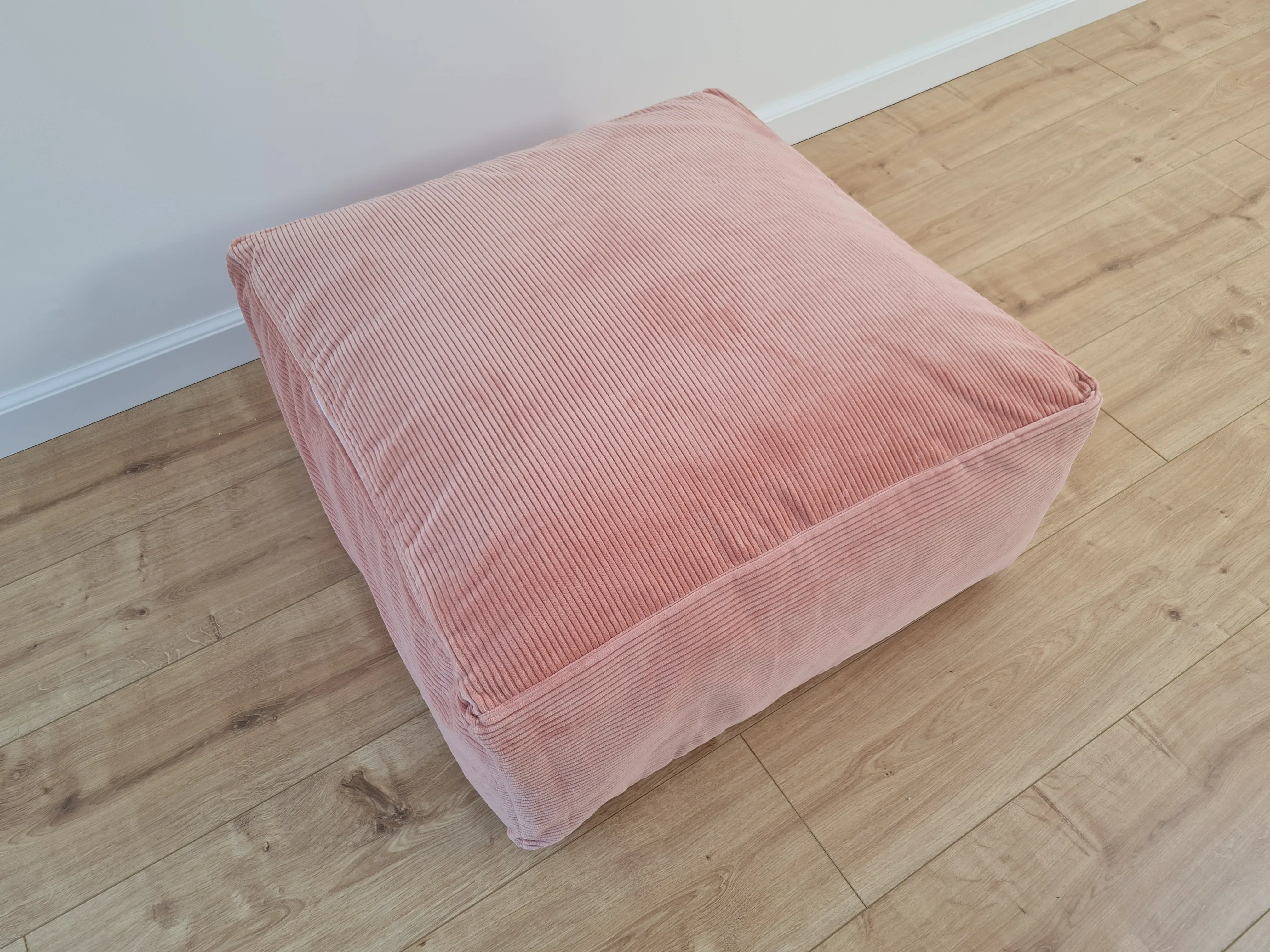 24x24 (60х60 cm) Unique HEMP Floor Cushion filled organic Hemp Fiber with removable Cover in pink marshmallow