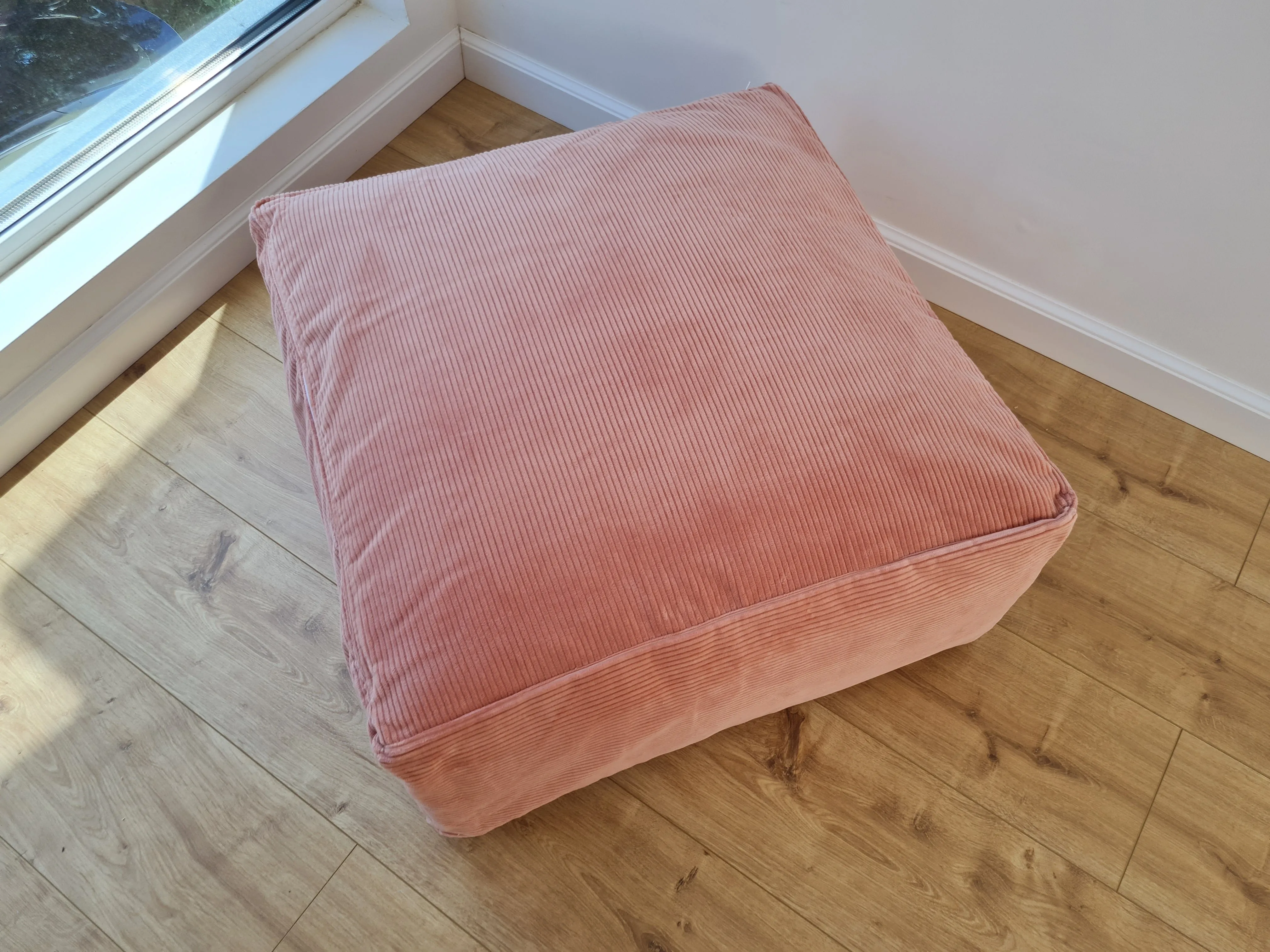 24x24 (60х60 cm) Unique HEMP Floor Cushion filled organic Hemp Fiber with removable Cover in pink marshmallow