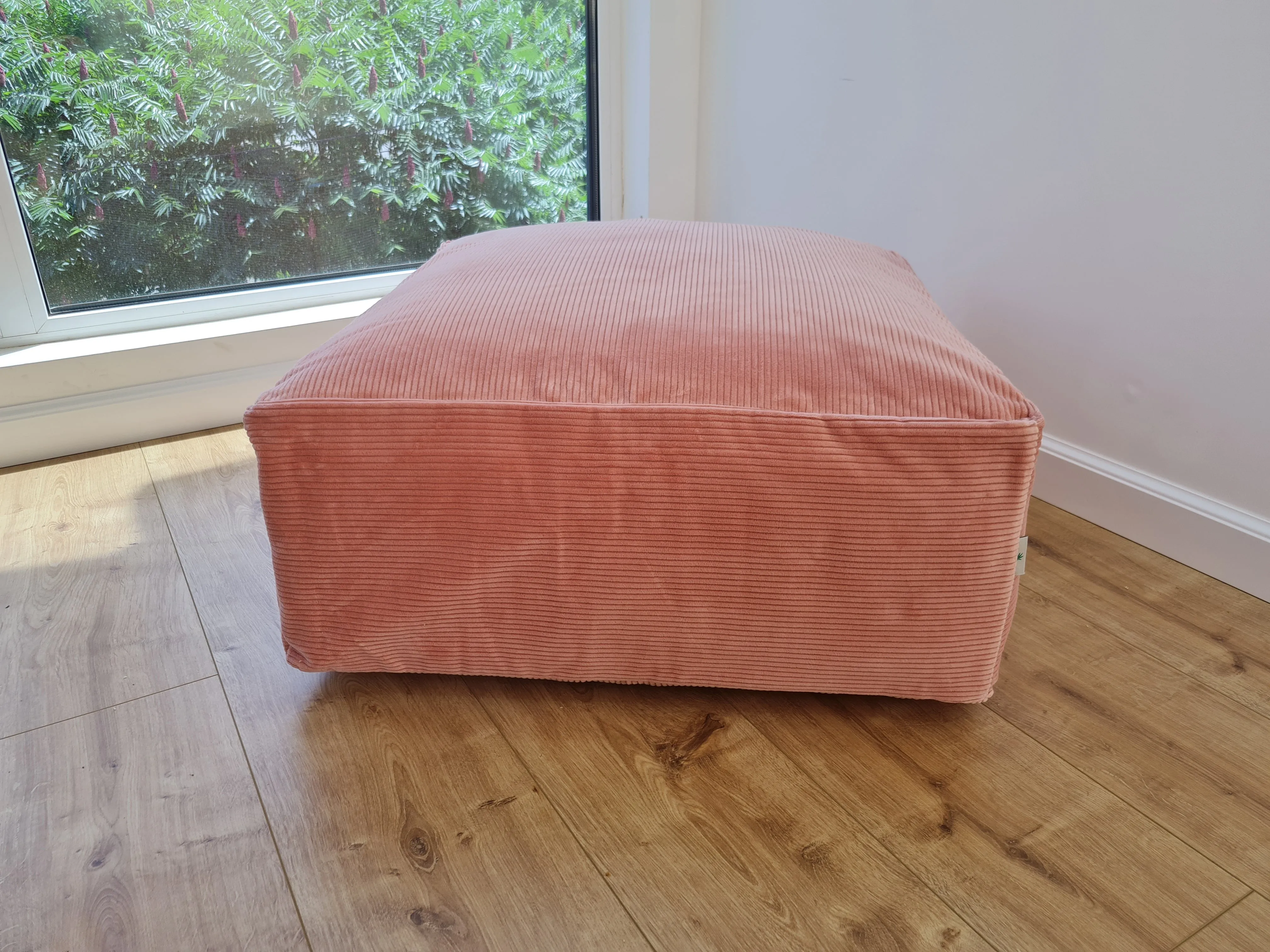 24x24 (60х60 cm) Unique HEMP Floor Cushion filled organic Hemp Fiber with removable Cover in pink marshmallow