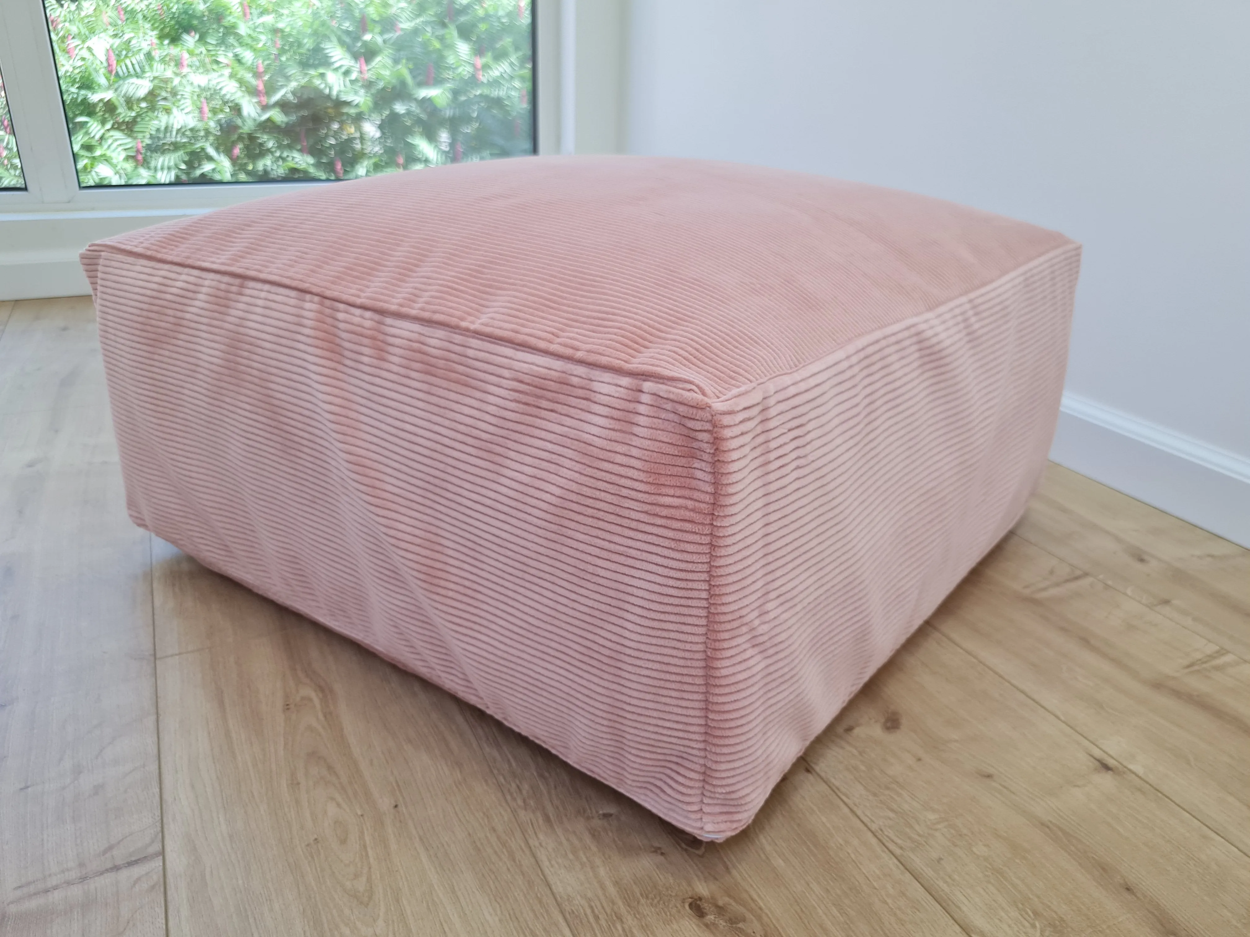 24x24 (60х60 cm) Unique HEMP Floor Cushion filled organic Hemp Fiber with removable Cover in pink marshmallow