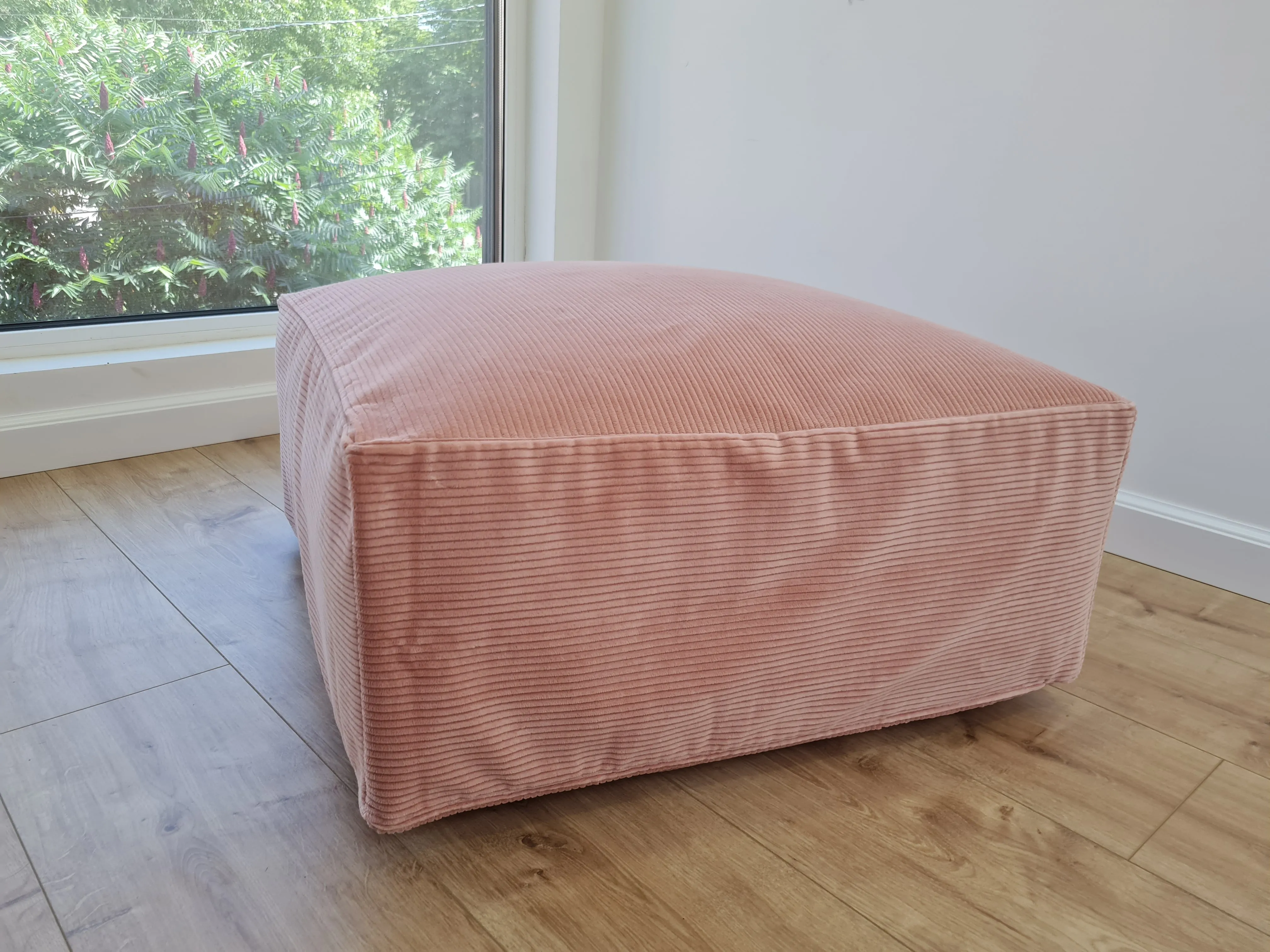 24x24 (60х60 cm) Unique HEMP Floor Cushion filled organic Hemp Fiber with removable Cover in pink marshmallow