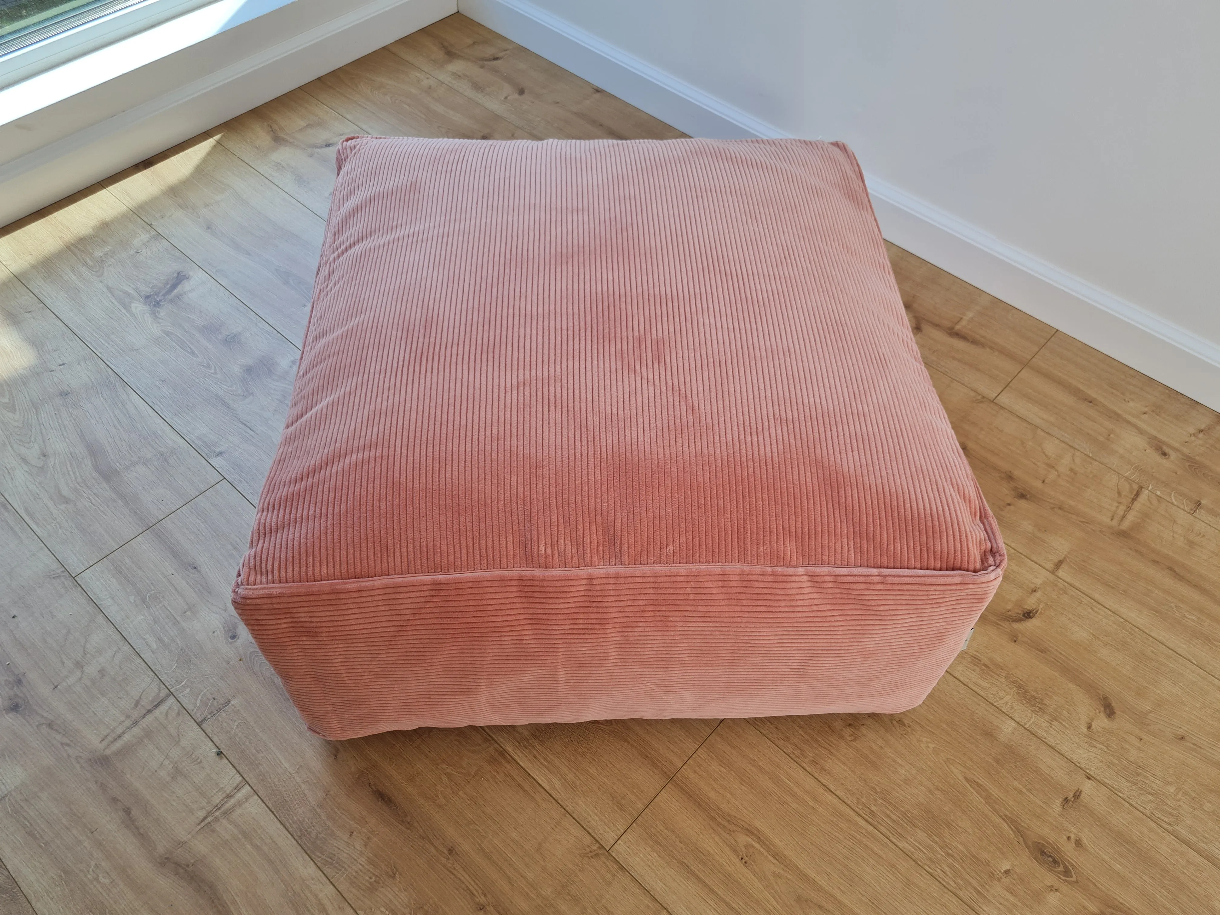 24x24 (60х60 cm) Unique HEMP Floor Cushion filled organic Hemp Fiber with removable Cover in pink marshmallow