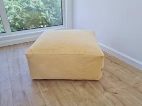 24x24 (60х60 cm) Unique HEMP Floor Cushion filled organic Hemp Fiber with removable Cover settee ottoman Marogan in yellow marshmallow