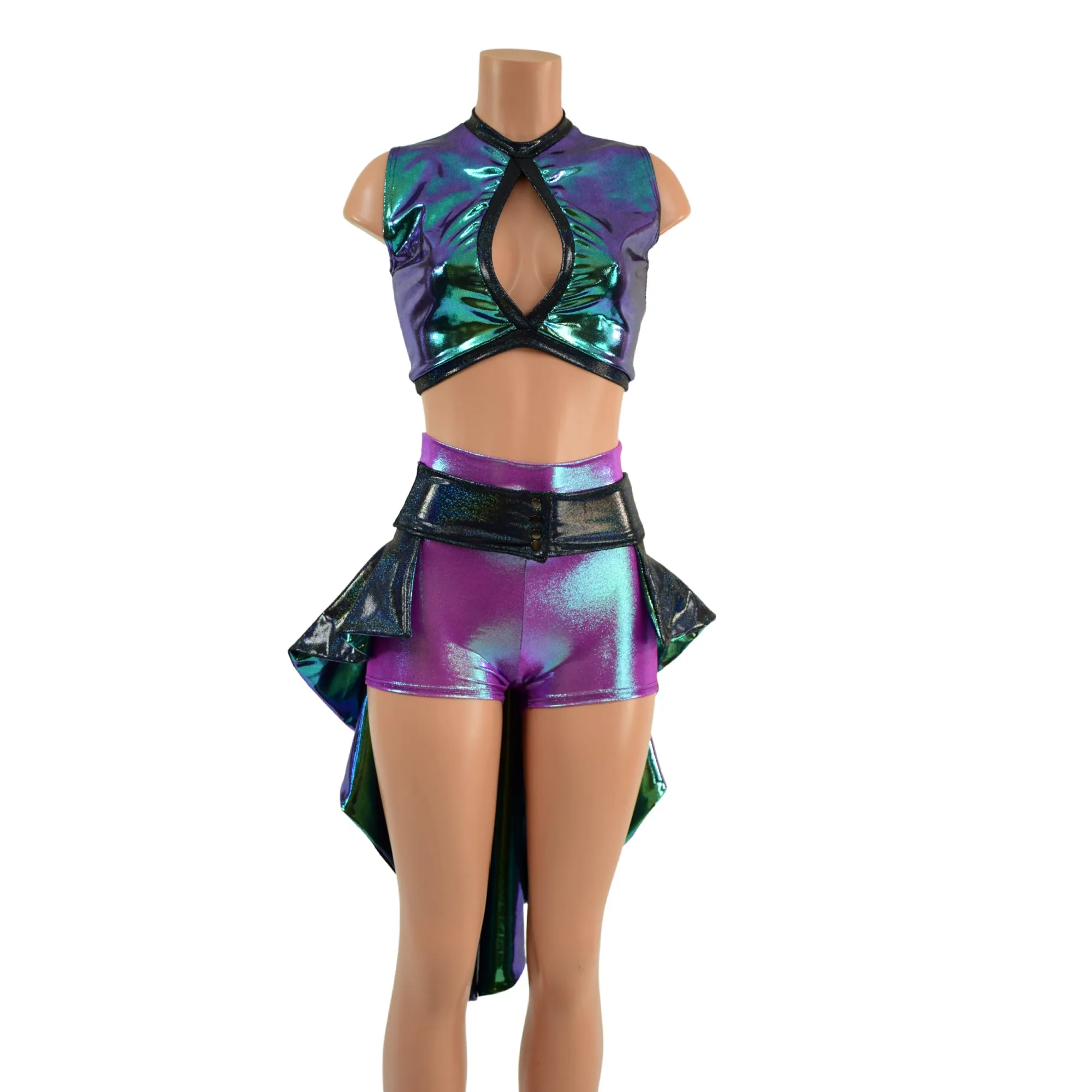 3PC Holographic Set with Tux Back Belt