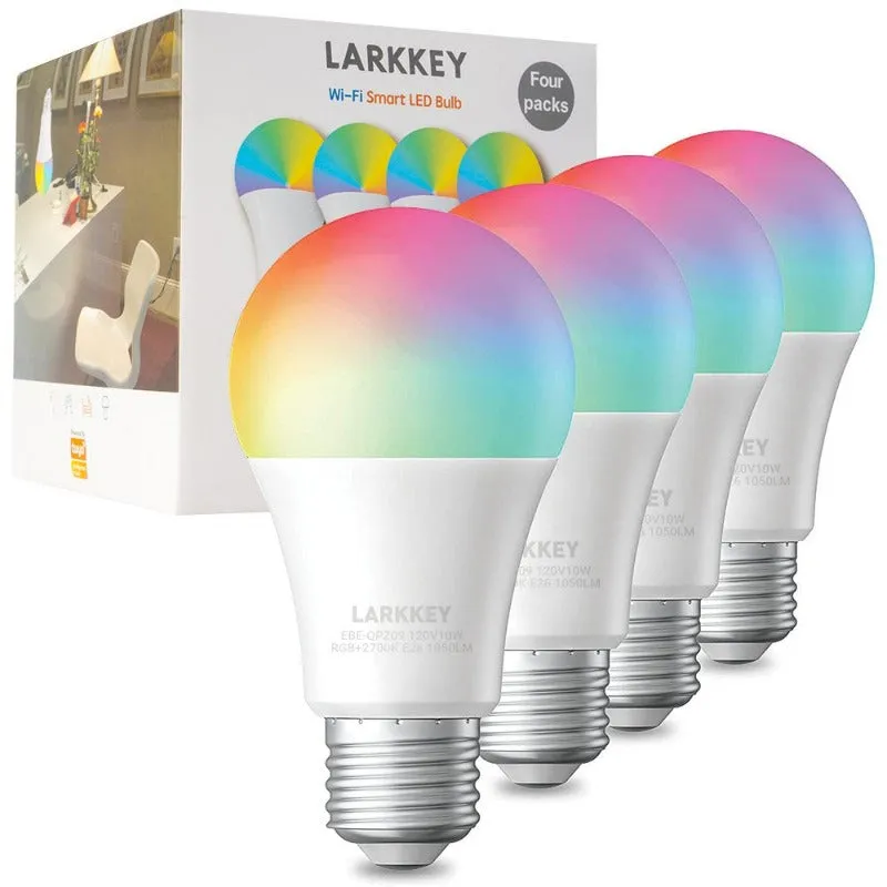 4 Pack Color Changing LED Wi-Fi Smart Light Bulbs, 2.4Ghz Wifi Only, 1050 Lumens, 10W Dimmable Smart Home Lighting