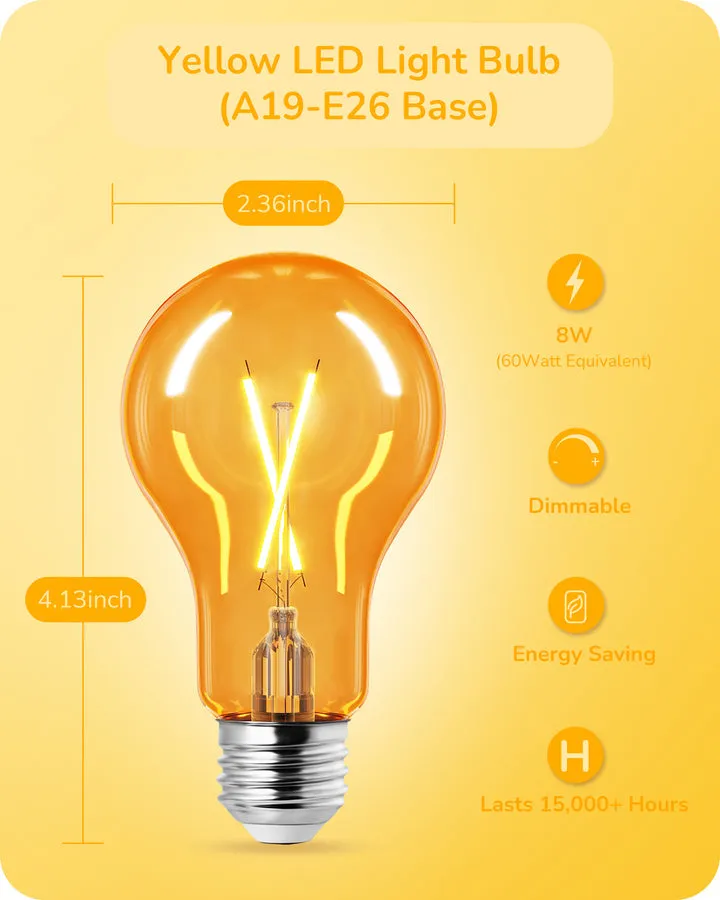 4 Pack Dimmable Yellow Light Bulb-HDCF19E