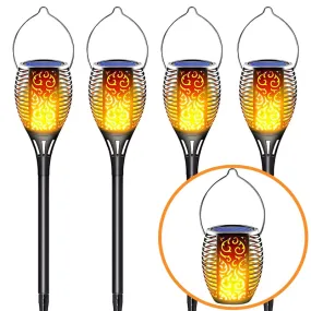 4 Pack Solar Lights - LED Light with Flickering Flame, Waterproof Solar Garden Lights