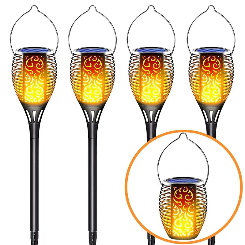 4 Pack Solar Lights - LED Light with Flickering Flame, Waterproof Solar Garden Lights