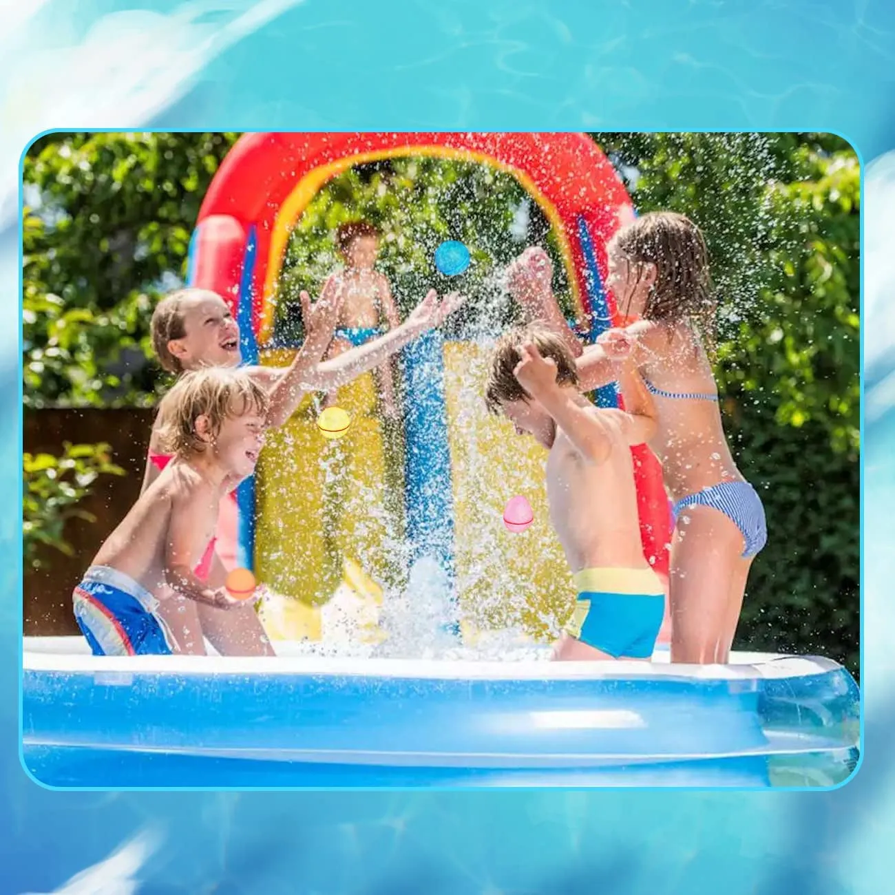 4 Pcs Reusable Water Balloons Quick Fill Self Sealing Water Balloons Multi Color Water Bomb Splash Balls Swimming Pool Water Balloons for Kids Adults Outdoor Activities Water Game Toy Beach Pool Party