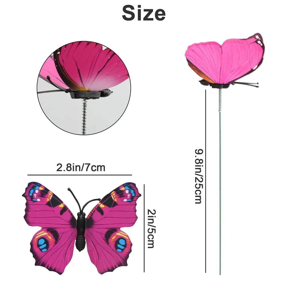 50Pcs Garden Butterfly Stakes - Garden Ornaments, Patio Decor Butterfly Yard Stake Decorative for Outdoor