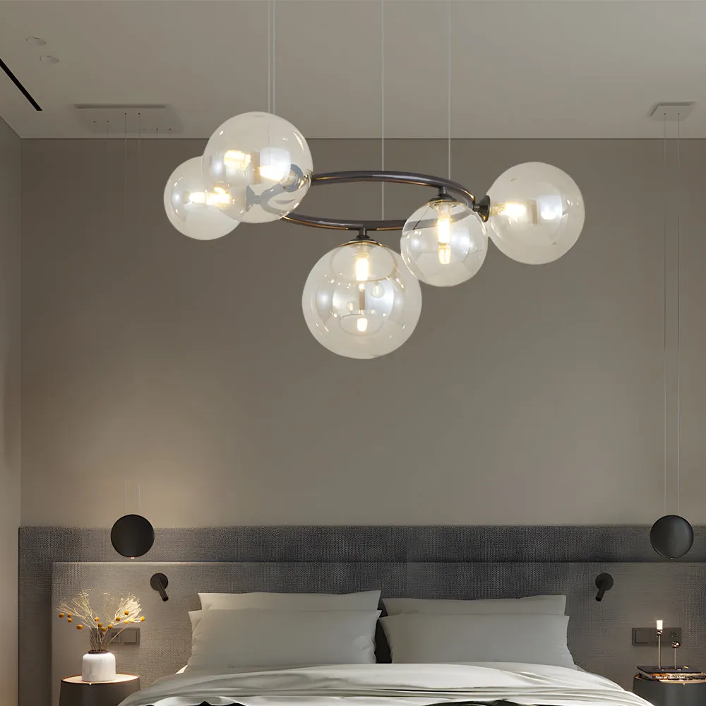 5/7/9-Light Glass Ball Circular Contemporary Chandelier with 3 Step Dimming