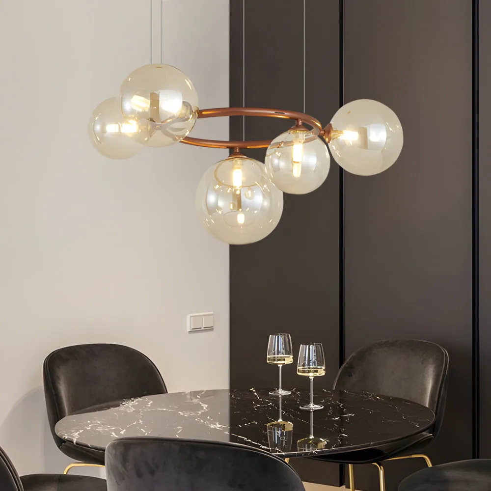 5/7/9-Light Glass Ball Circular Contemporary Chandelier with 3 Step Dimming