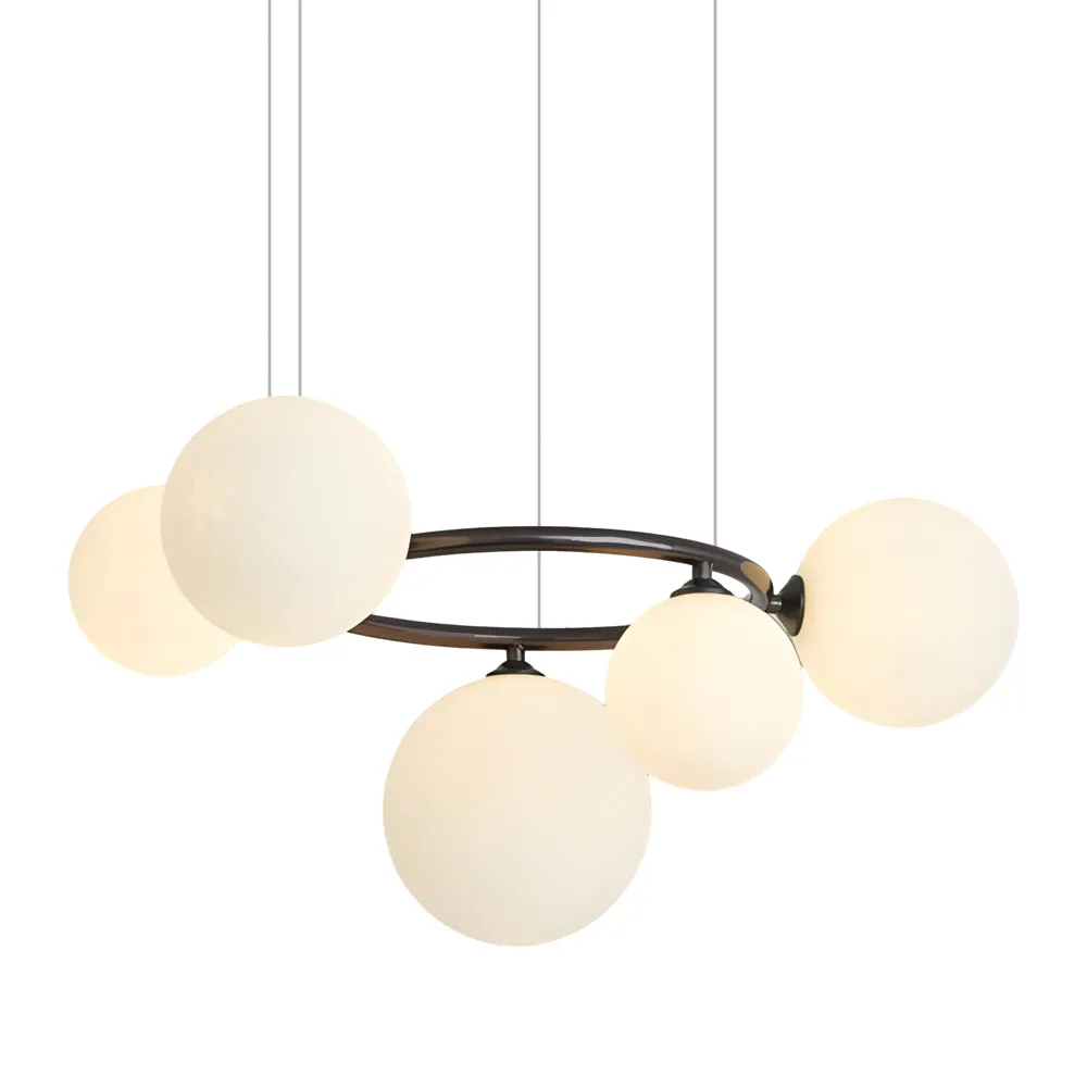 5/7/9-Light Glass Ball Circular Contemporary Chandelier with 3 Step Dimming