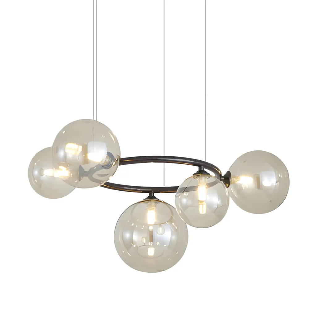 5/7/9-Light Glass Ball Circular Contemporary Chandelier with 3 Step Dimming