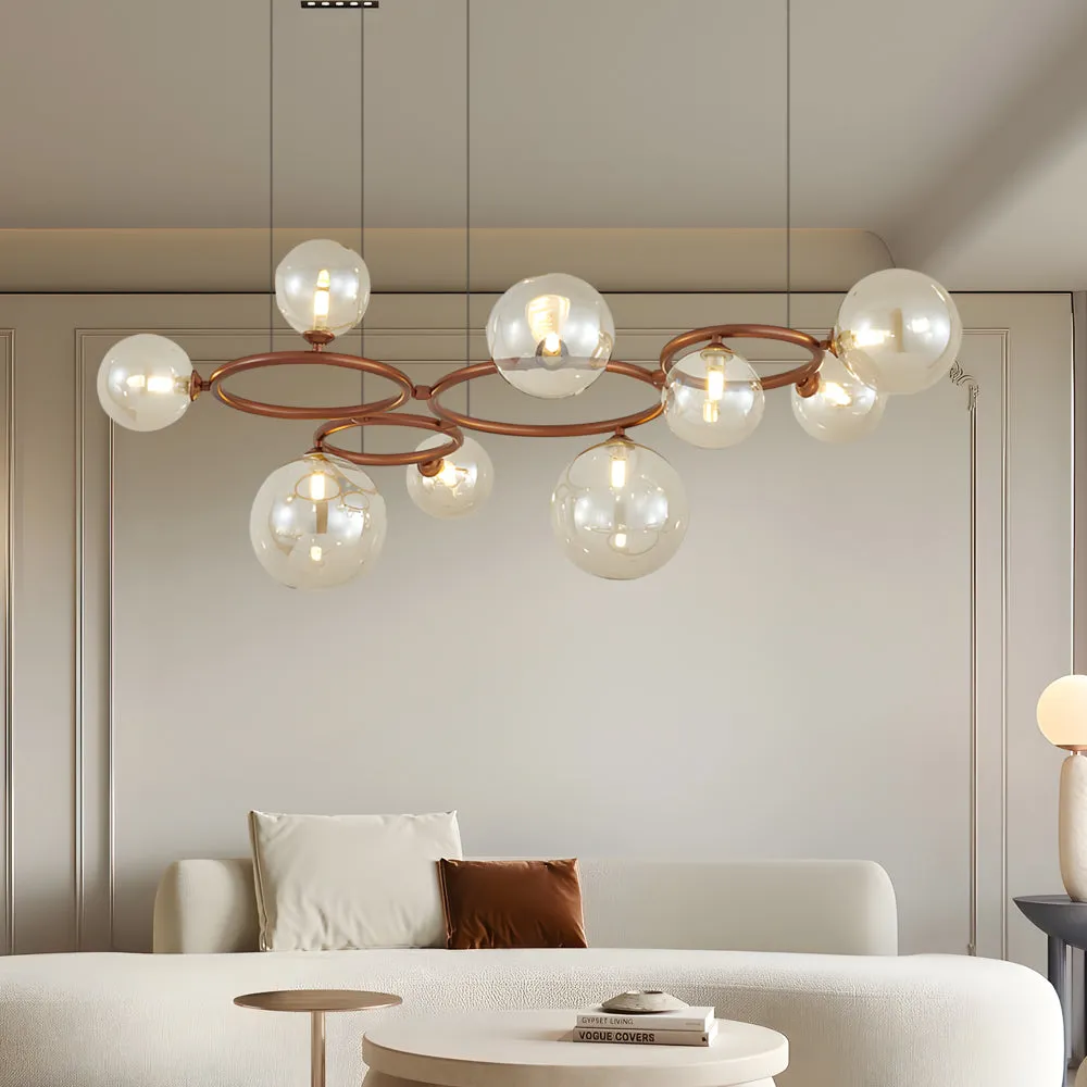 5/7/9-Light Glass Ball Circular Contemporary Chandelier with 3 Step Dimming