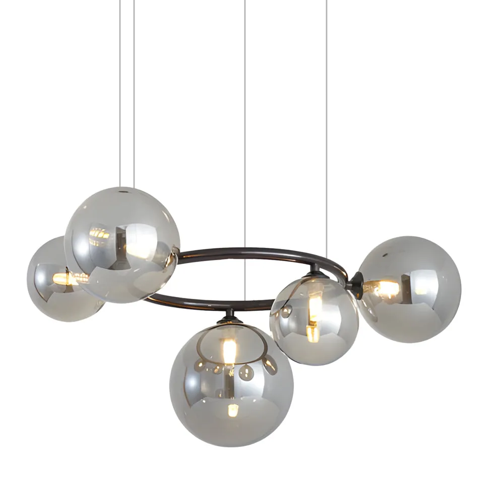 5/7/9-Light Glass Ball Circular Contemporary Chandelier with 3 Step Dimming