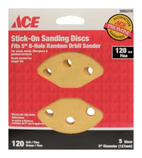 Ace 5 in. Aluminum Oxide Adhesive Sanding Disc 120 Grit Fine 5 pk, Pack of 5