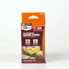 Ace 5 in. L X 3 in. W X 1 in. 120 Grit Fine 2-Sided Sanding Sponge