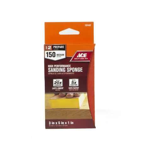 Ace 5 in. L X 3 in. W X 1 in. 150 Grit Fine 2-Sided Sanding Sponge