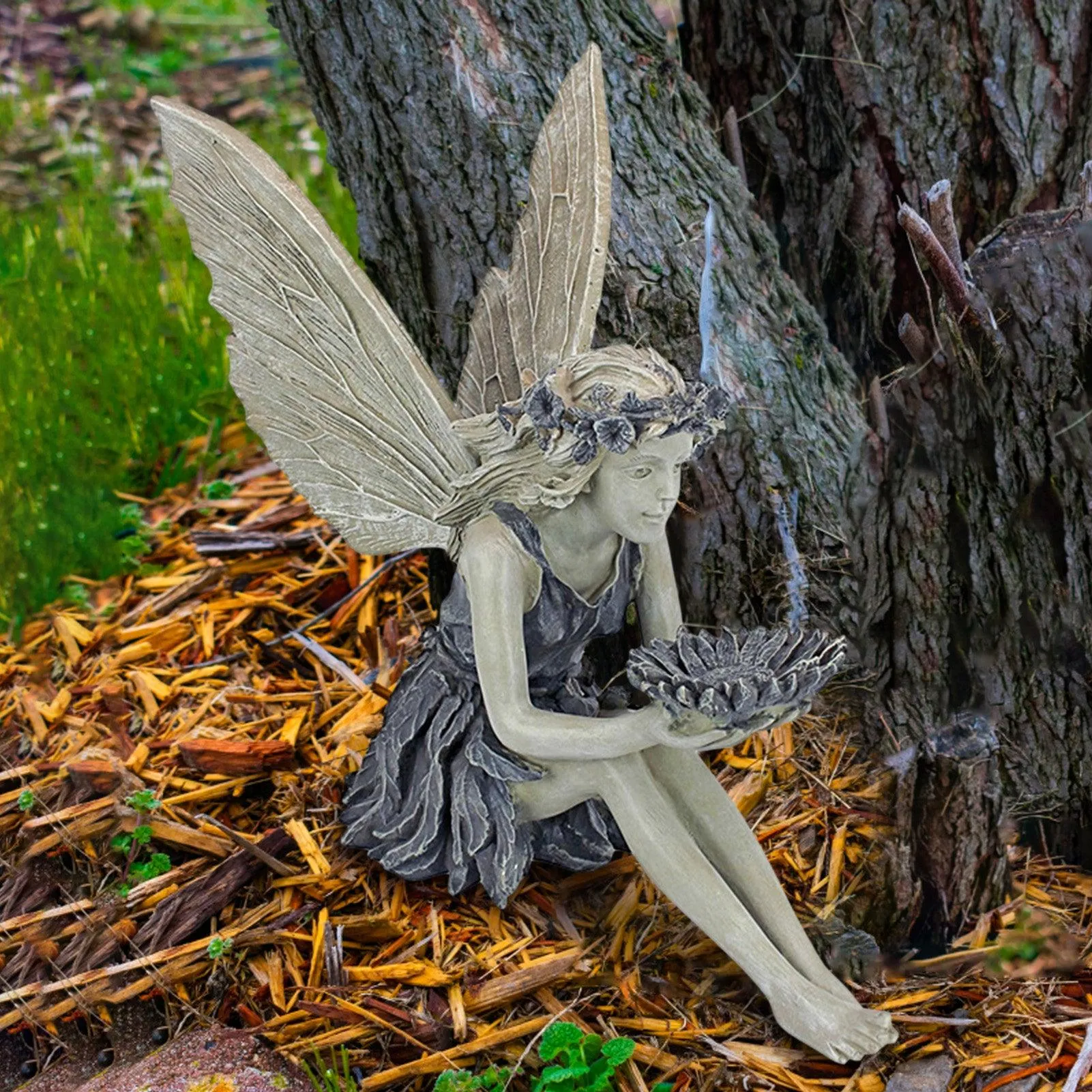 Adorable Fairy Sitting Garden Statue: Charming Resin Ornament