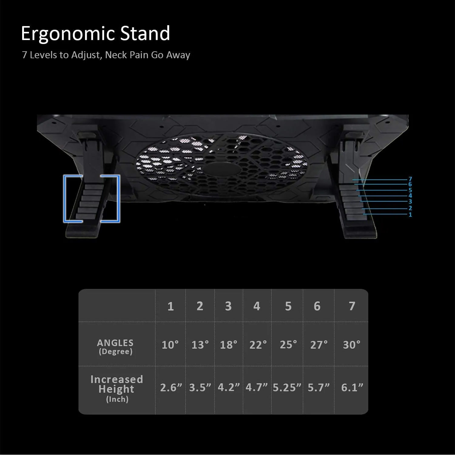 AICHESON Laptop Cooling Pad, Chill Pad for 15.6-17.3 Inch Notebook with 7 Height Slots, 2 USB Ports, Rainbow Lights, Perfect for Reducing Temperature of Laptop, AA3