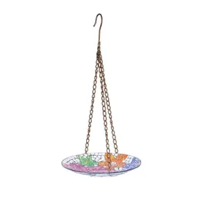 Alpine Multicolored Glass 19 in. H Mosaic Floral Hanging Birdbath Outdoor Decoration, Pack of 4