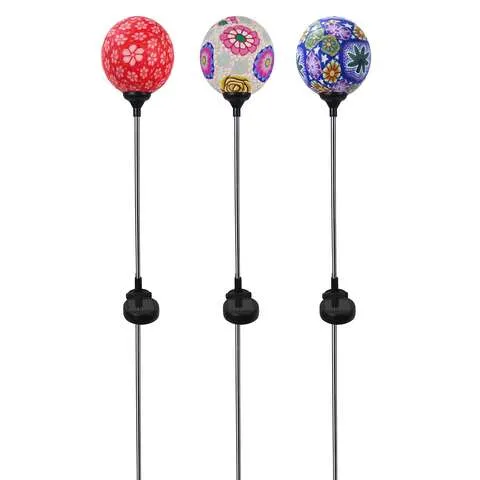 Alpine Multicolored Glass/Metal 34 in. H Soft Clay Ball Outdoor Garden Stake, Pack of 9