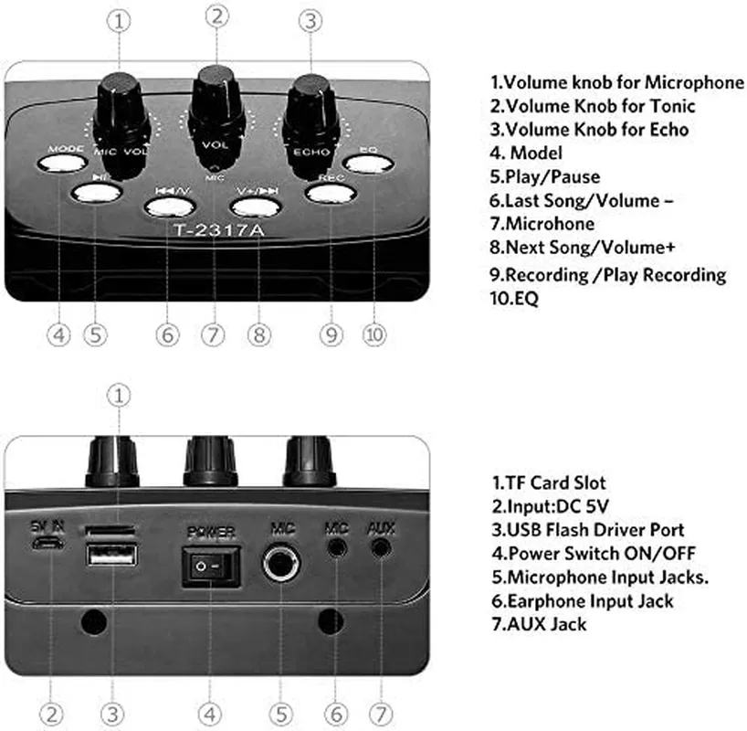 ARCHEER Portable Speaker System, Karaoke Machine Bluetooth Speaker with Microphone, Voice Amplifier Handheld Mic Perfect for Kids & Adults Party, Other Outdoors and Indoors Activities, Black