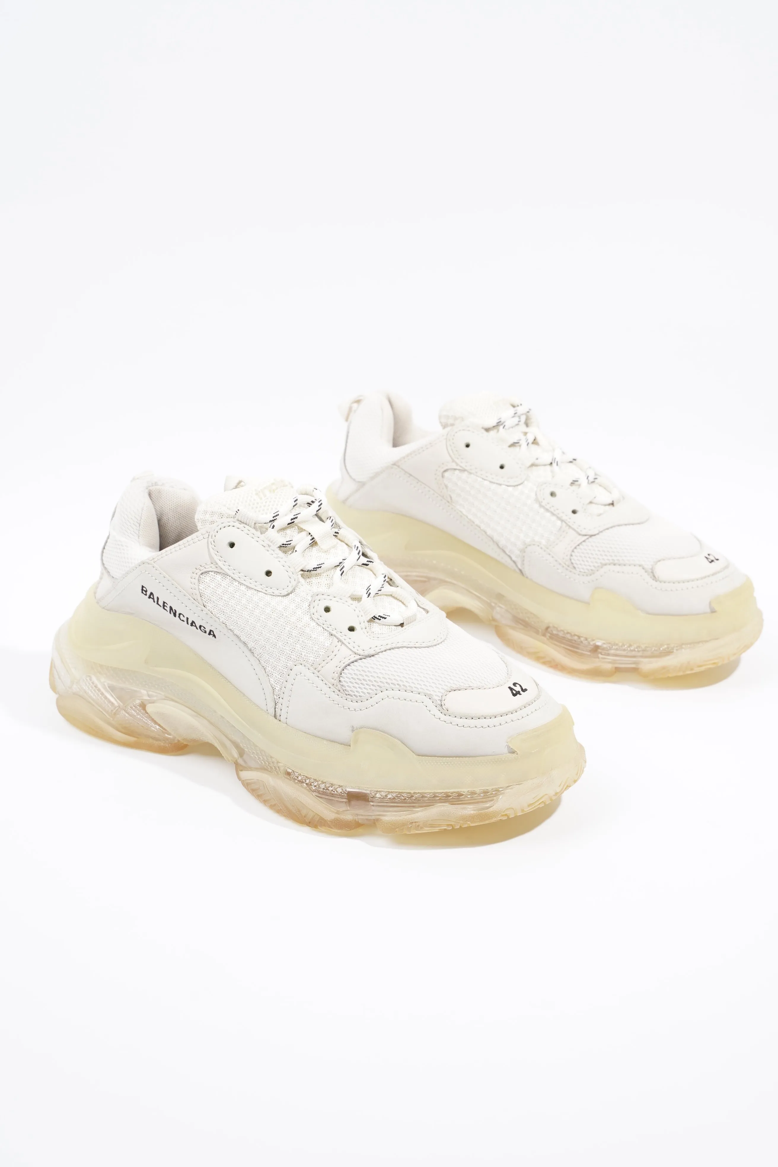 Balenciaga Mens Triple S White / Clear Sole EU 42 / UK 8