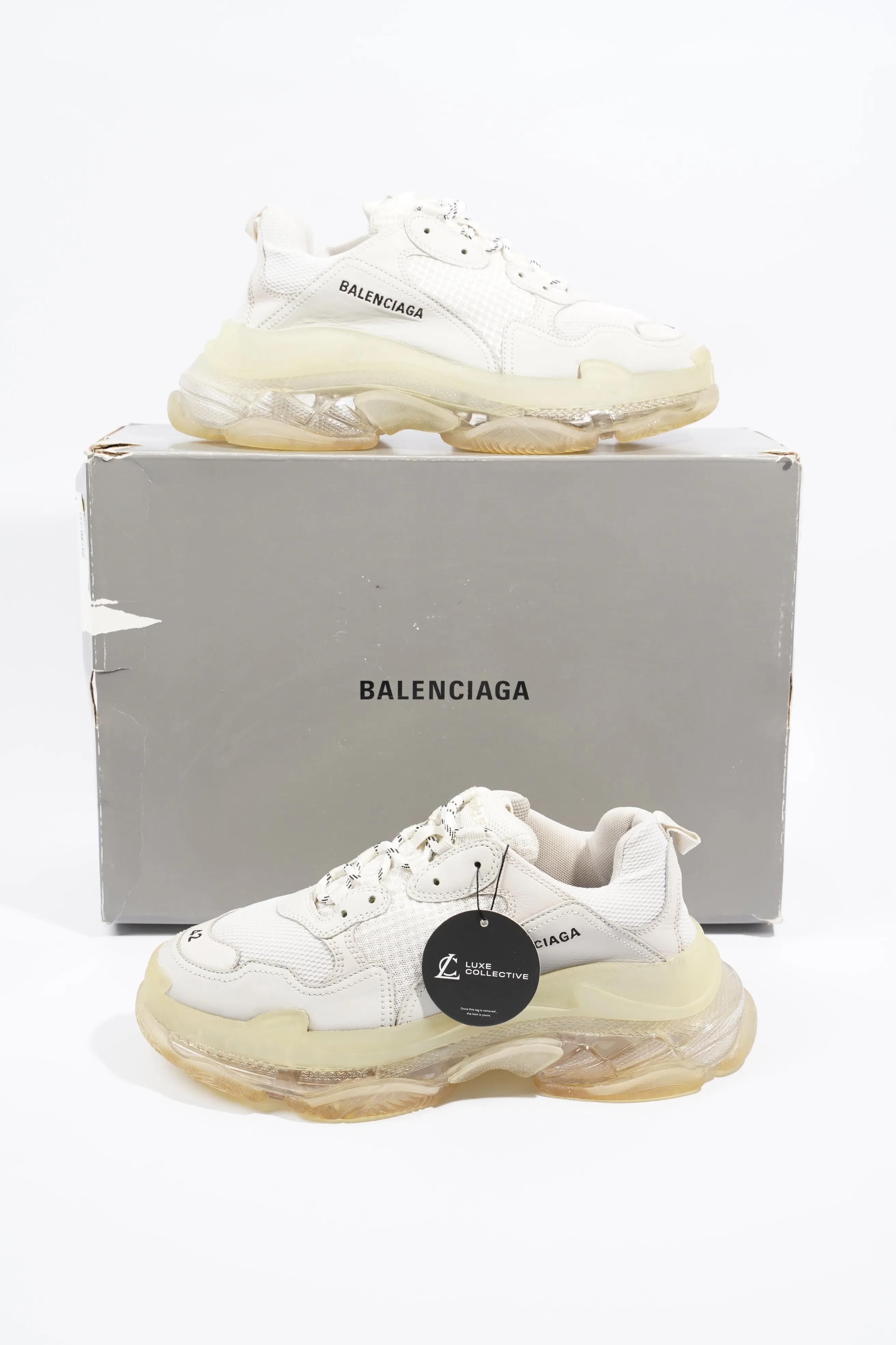 Balenciaga Mens Triple S White / Clear Sole EU 42 / UK 8