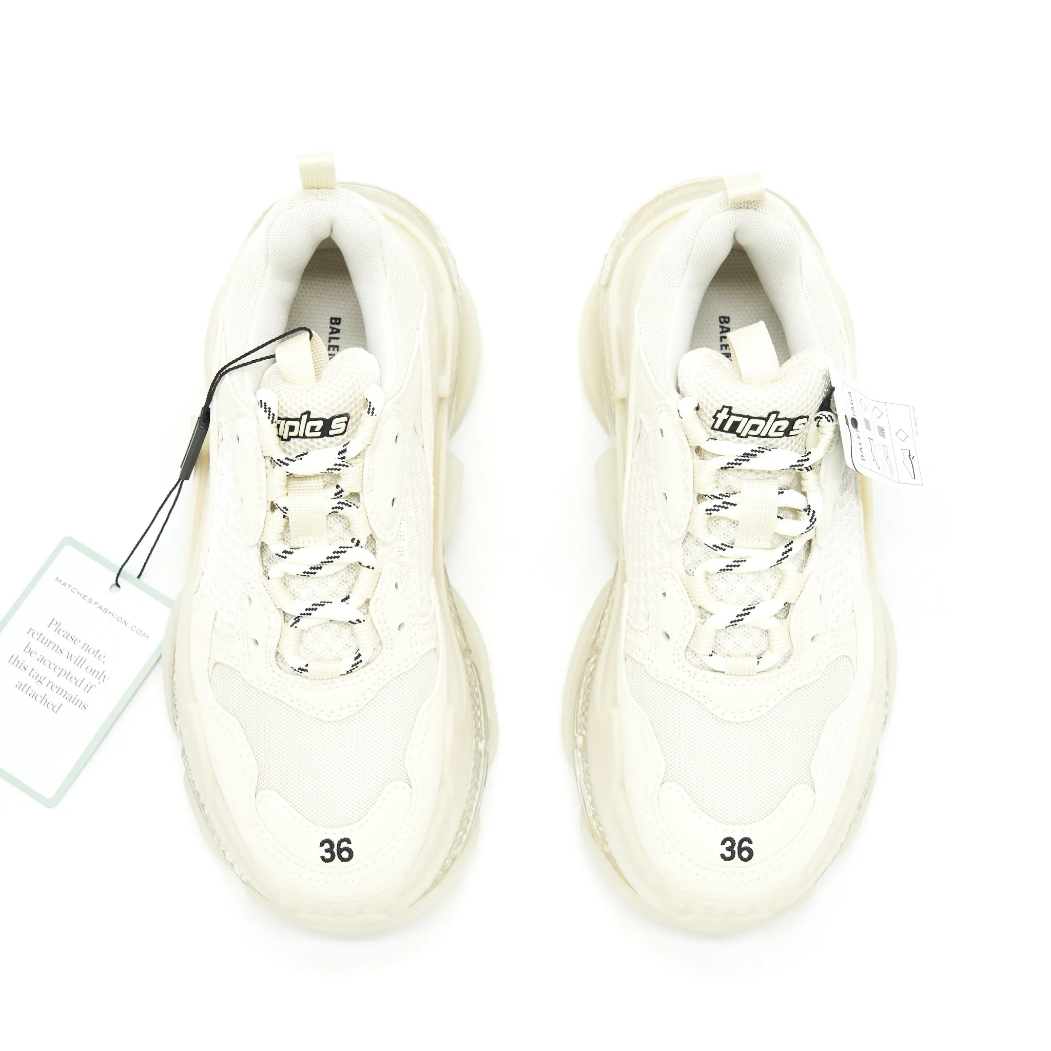 Balenciaga Size 36 Triple S Trainers Clear Sole White