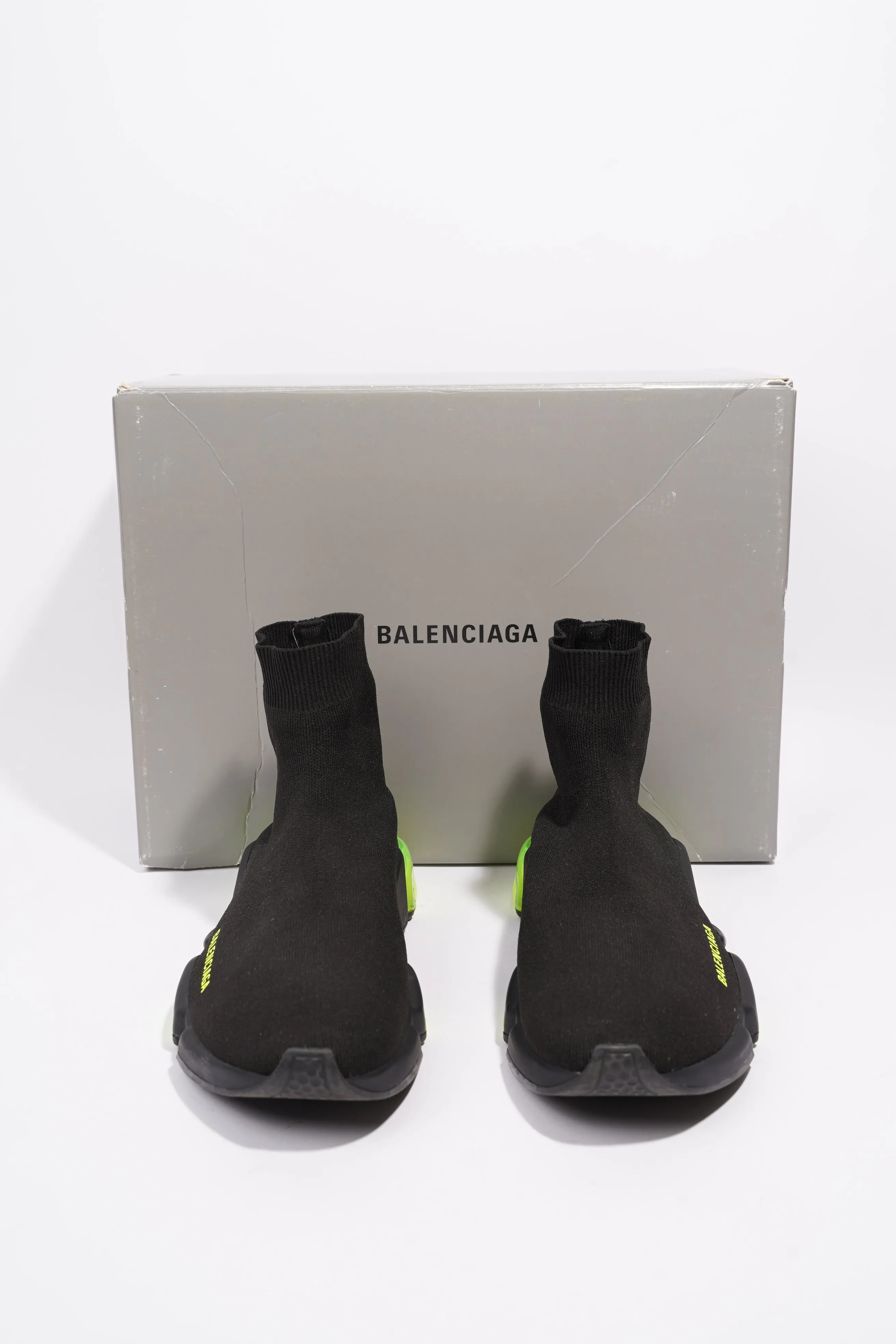 Balenciaga Speed Clear Sole Black / Fluorescent yellow Cotton EU 41 UK 7