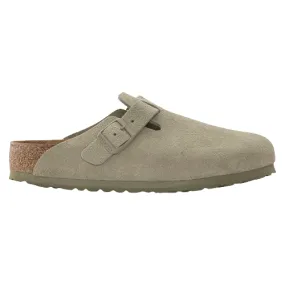 Birkenstock Ladies Suede Leather Clogs - Boston - Khaki