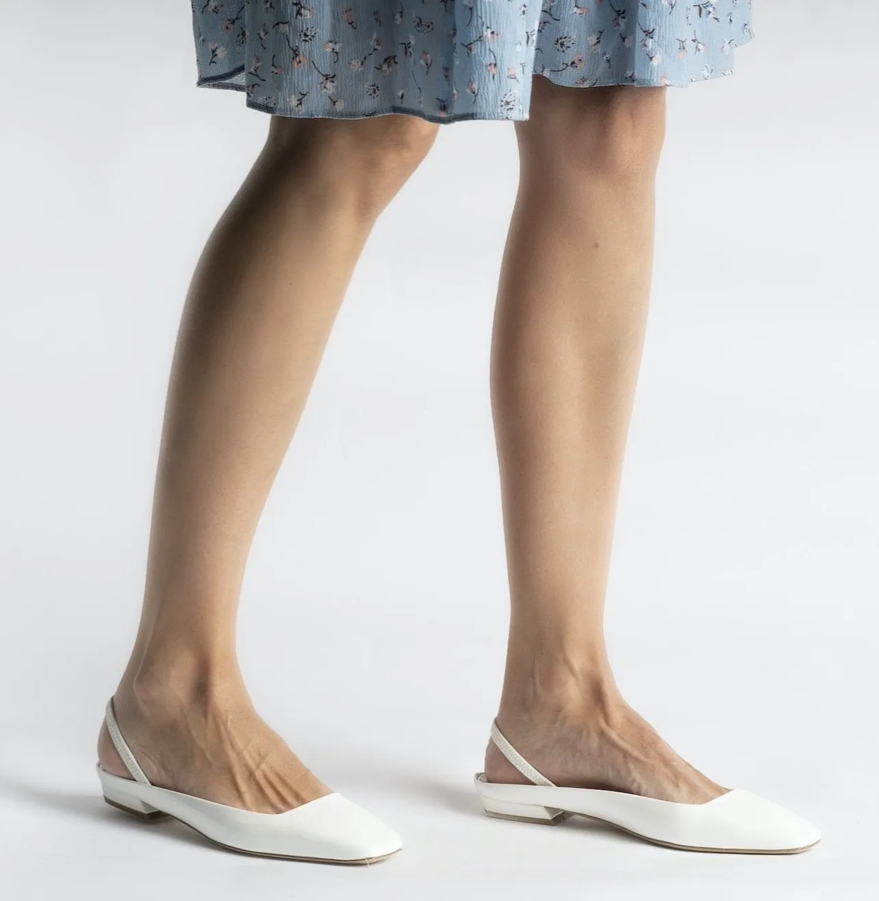 Bit Patent White Flat Shoes