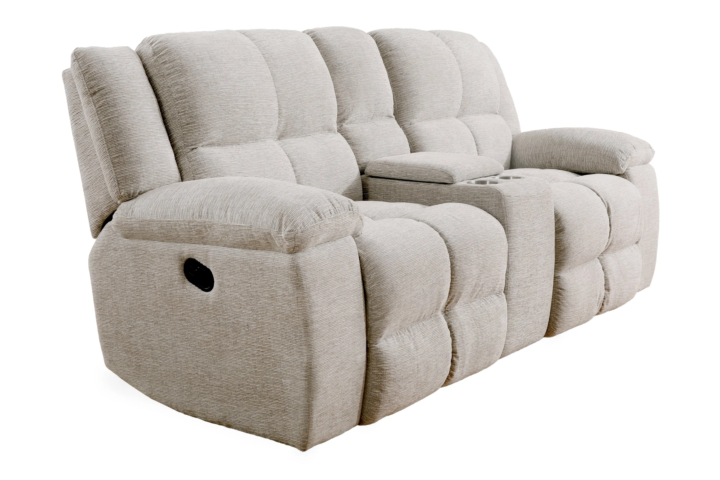 BUSTER - OPAL TAUPE Manual Dual Reclining Console Loveseat