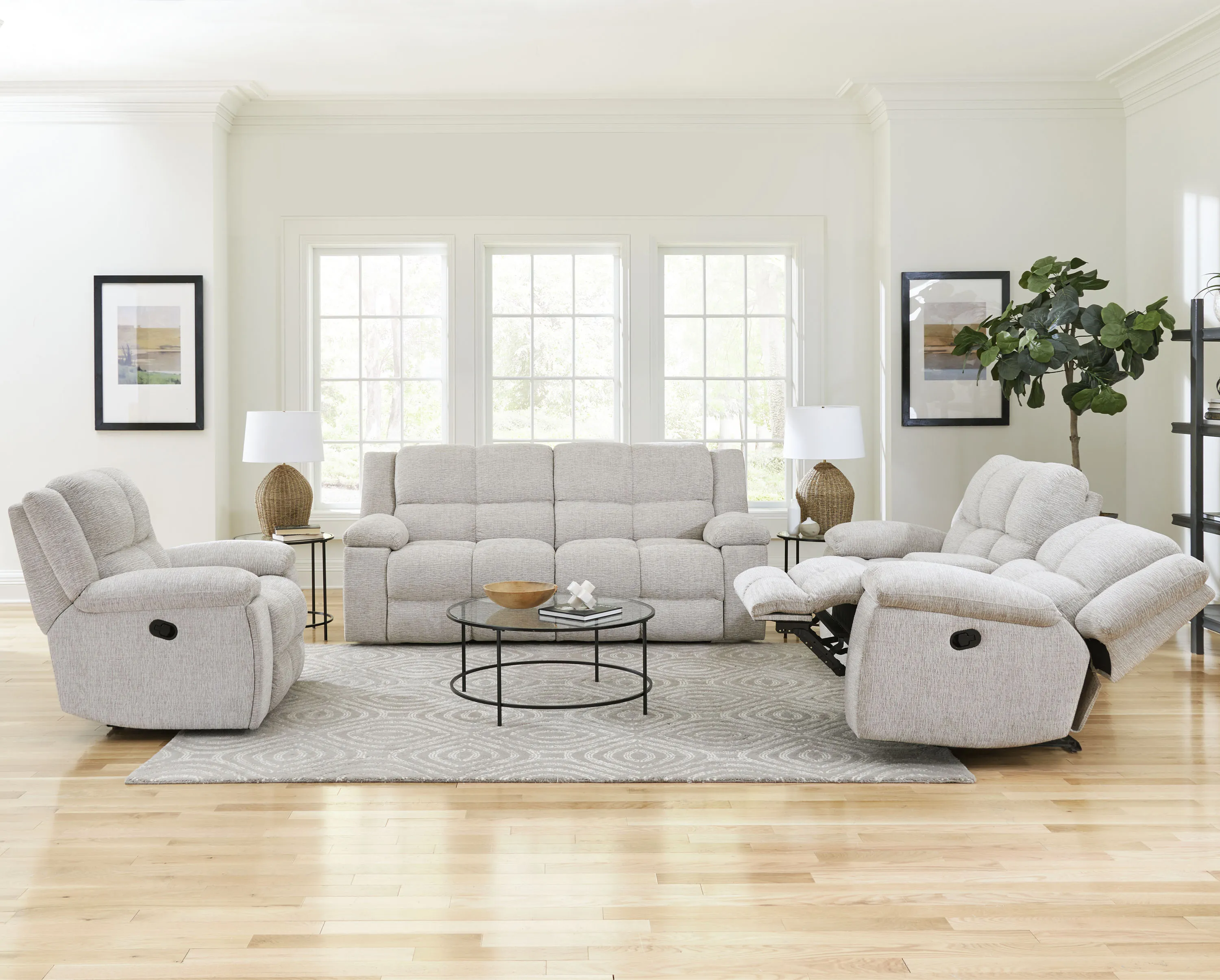 BUSTER - OPAL TAUPE Manual Dual Reclining Console Loveseat