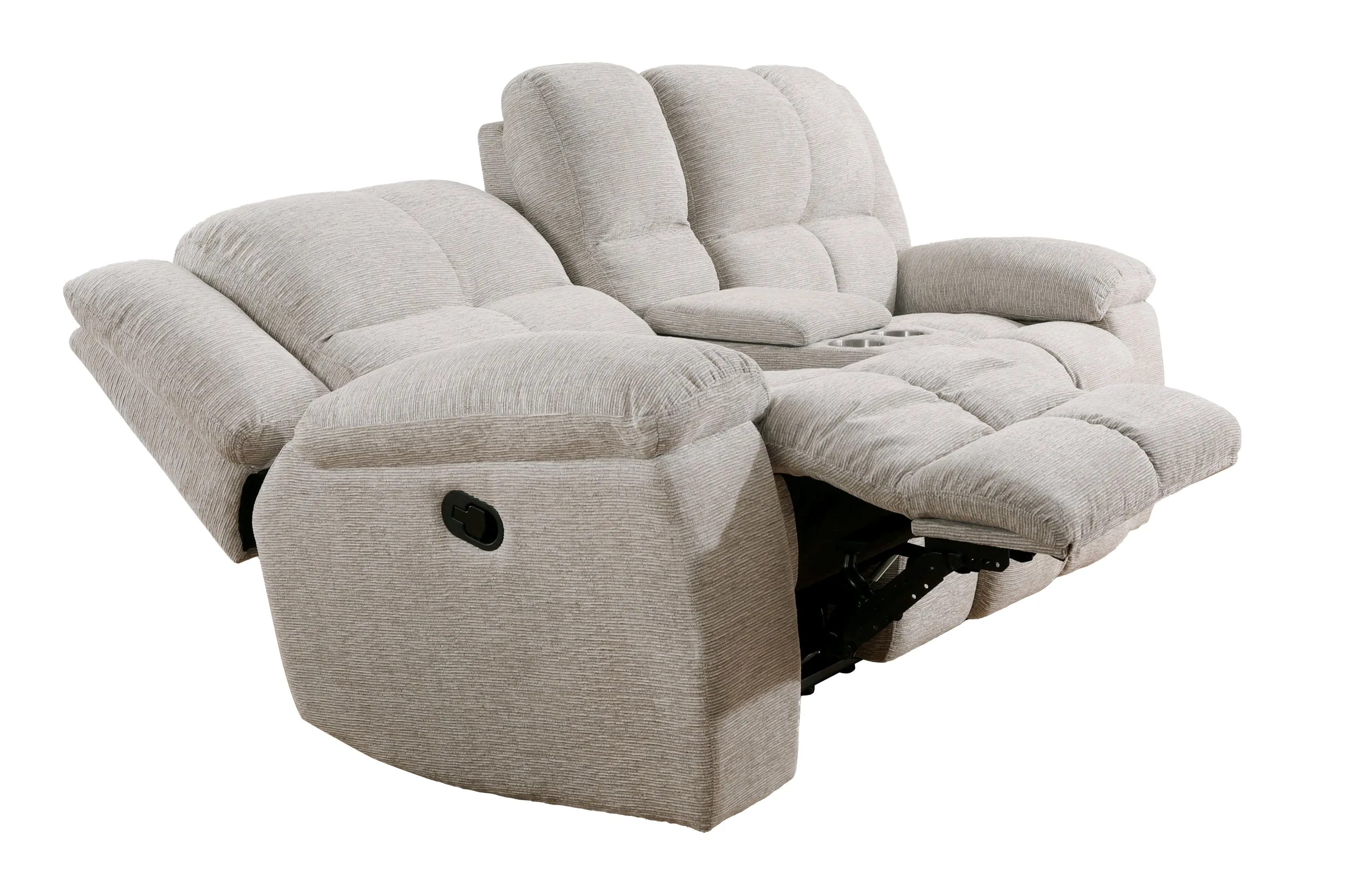 BUSTER - OPAL TAUPE Manual Dual Reclining Console Loveseat