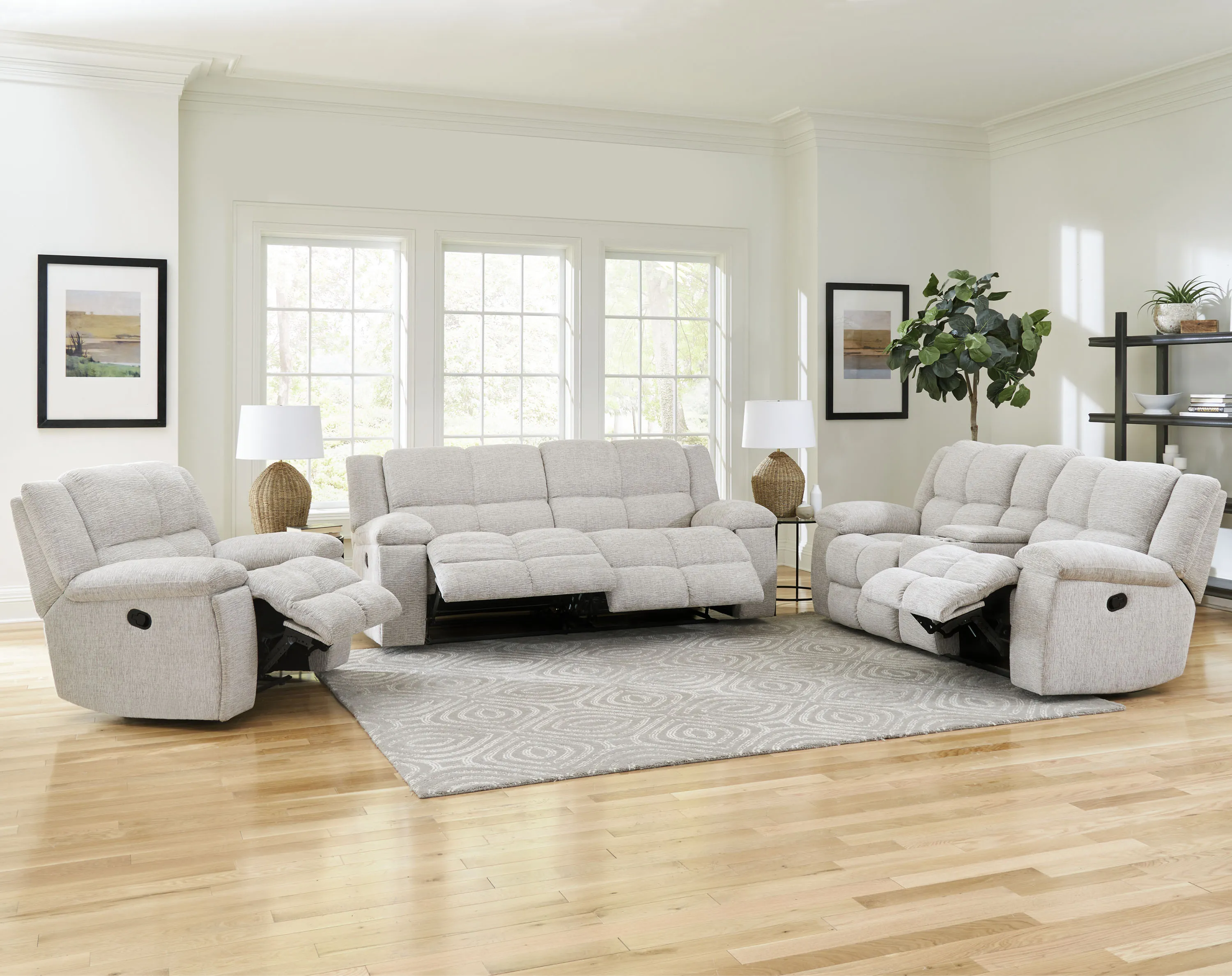 BUSTER - OPAL TAUPE Manual Dual Reclining Console Loveseat