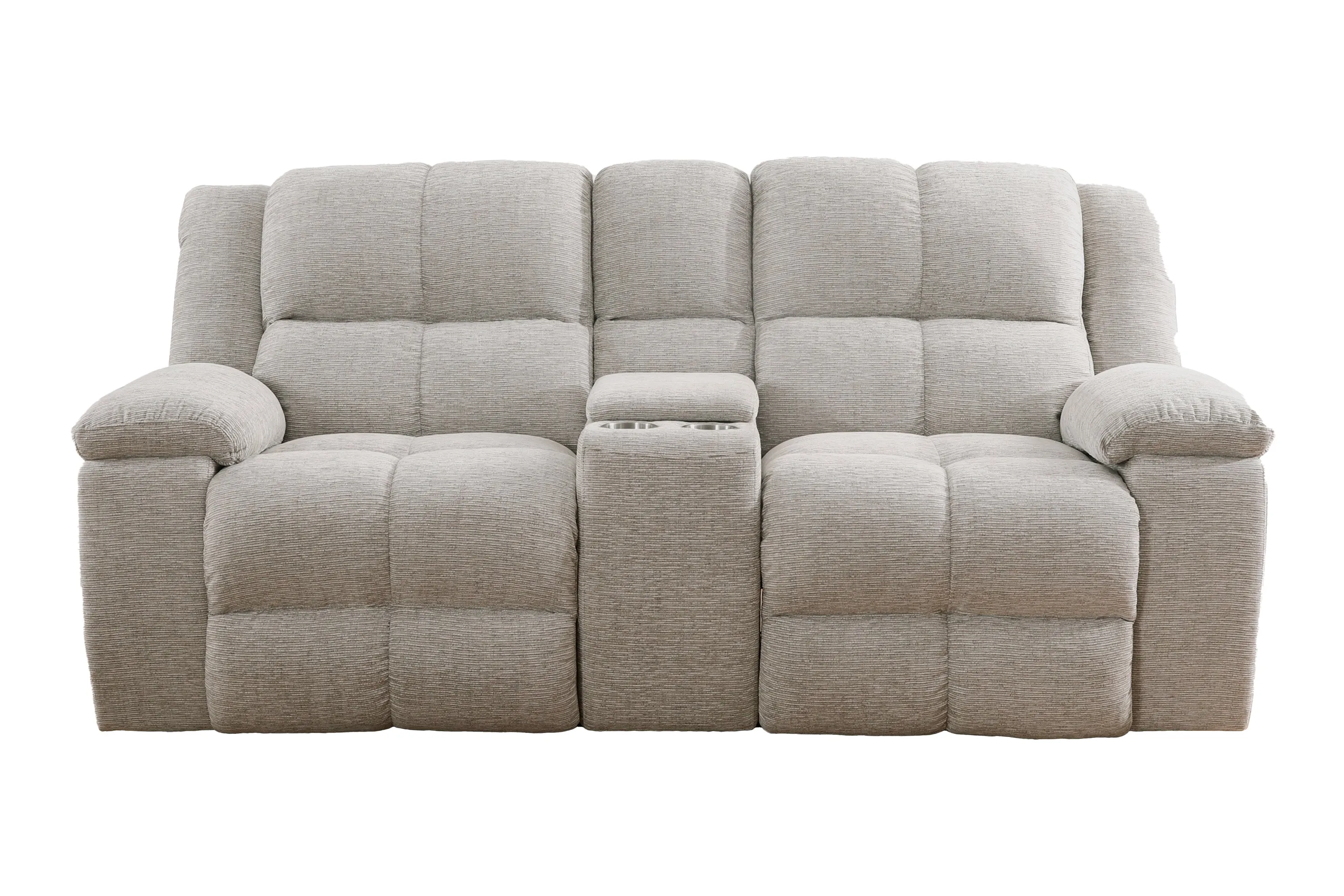 BUSTER - OPAL TAUPE Manual Dual Reclining Console Loveseat