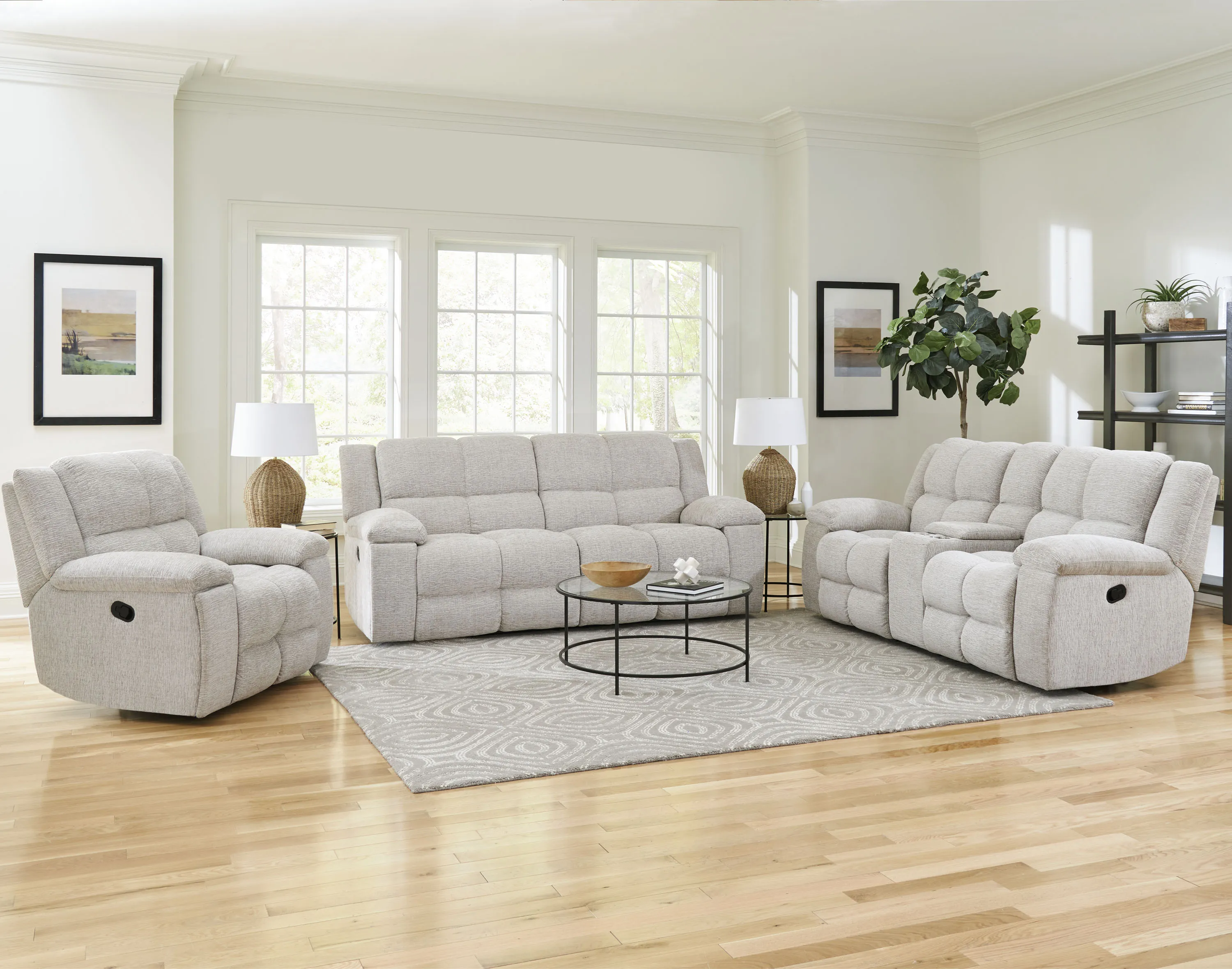 BUSTER - OPAL TAUPE Manual Dual Reclining Console Loveseat