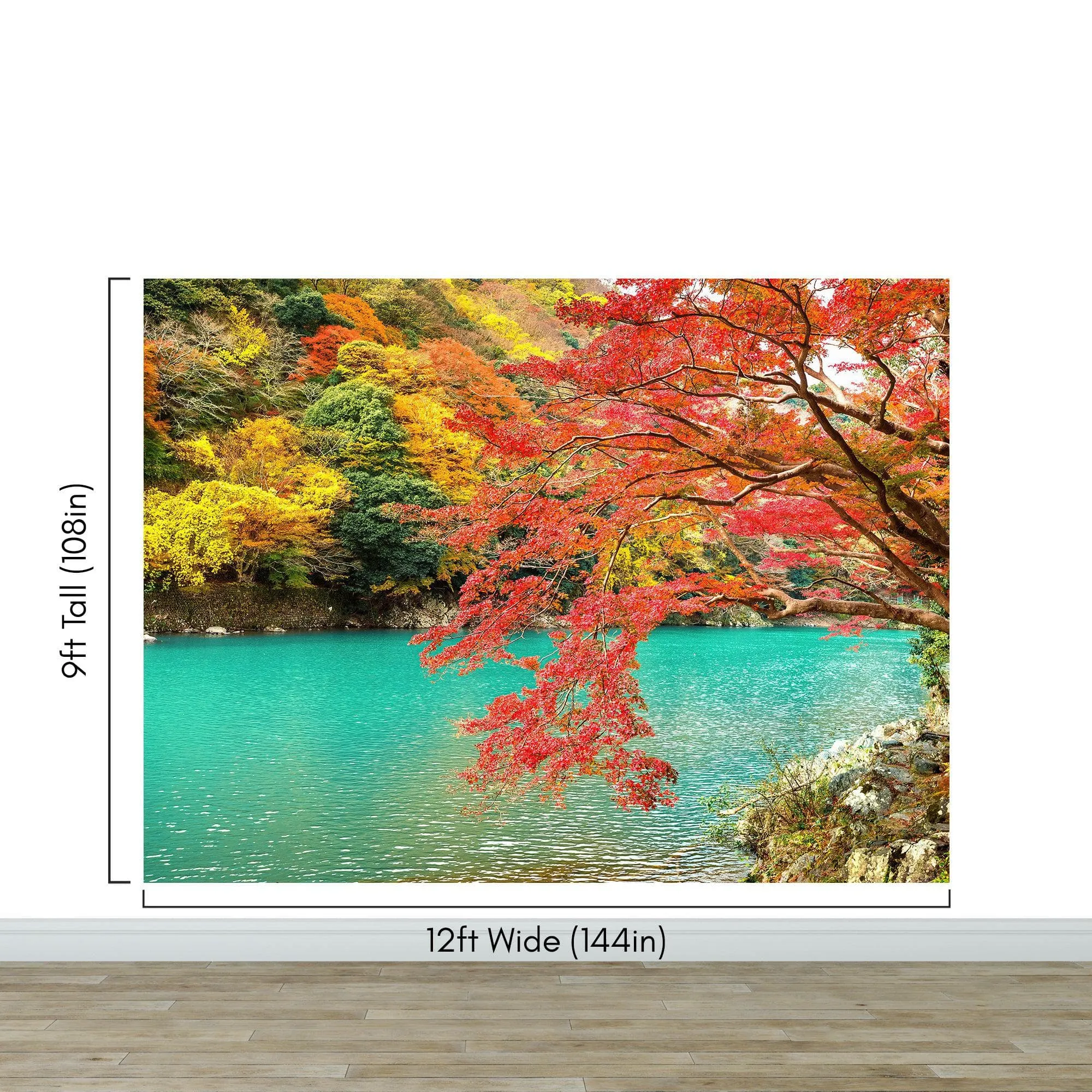 Colorful Teal Water Lake View Landscape Wallpaper Mural. #6745