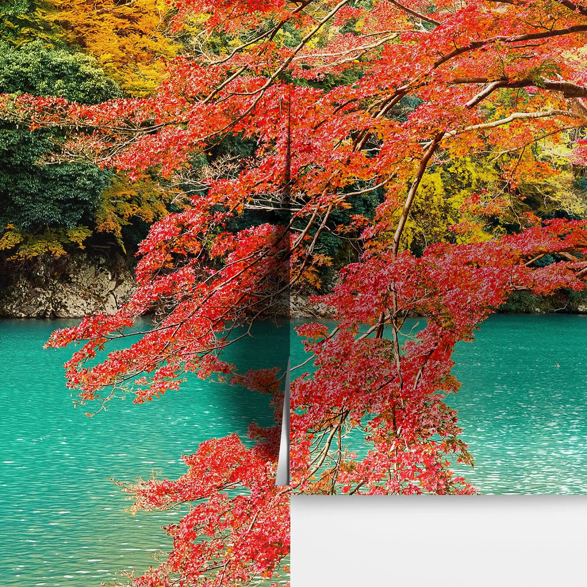 Colorful Teal Water Lake View Landscape Wallpaper Mural. #6745