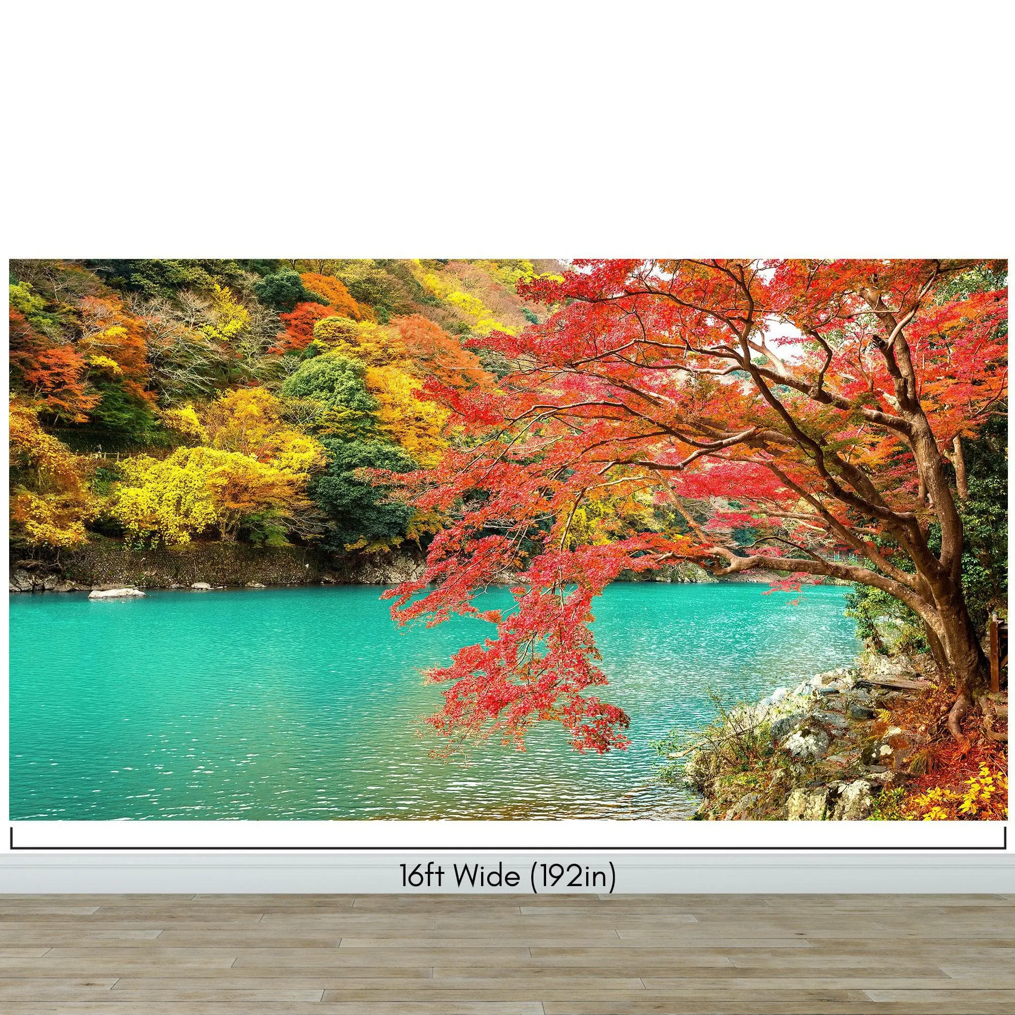 Colorful Teal Water Lake View Landscape Wallpaper Mural. #6745